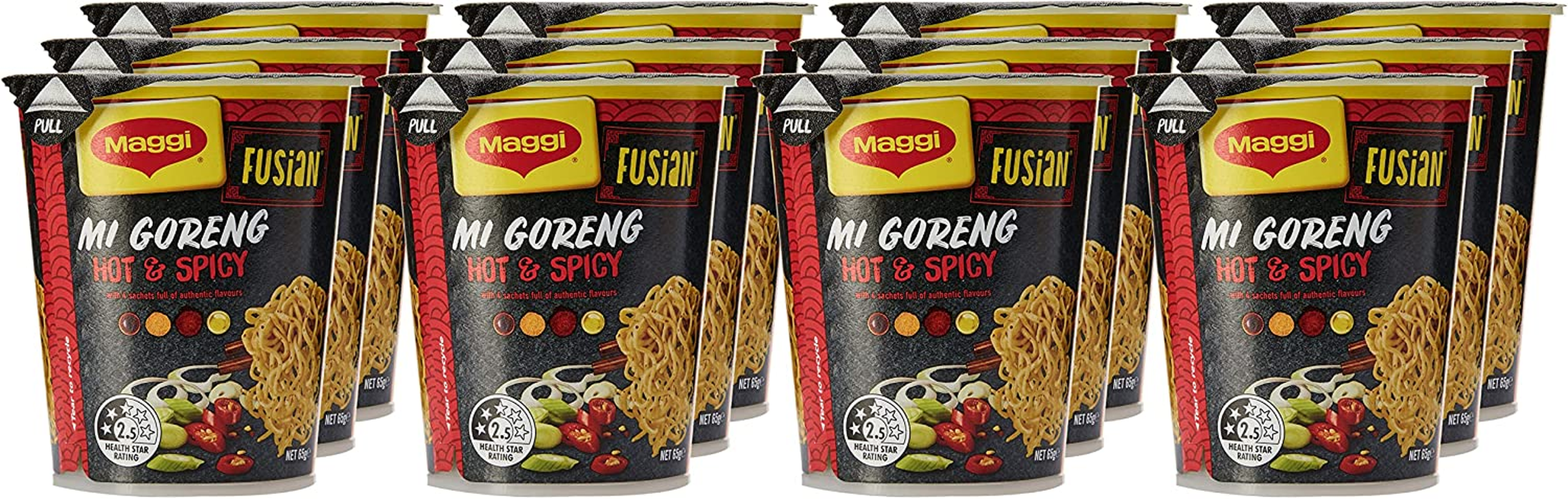 Maggi Fusian Mi Goreng Hot and Spicy Noodle Cup (Pack of 12) image number 2