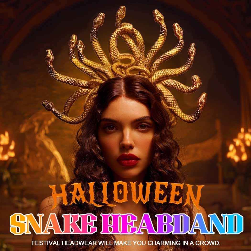 Fashband Medusa Snake Headband Greek Goddess Headdress Halloween Cosplay Headdress Carnival Accessories for Women image number 3