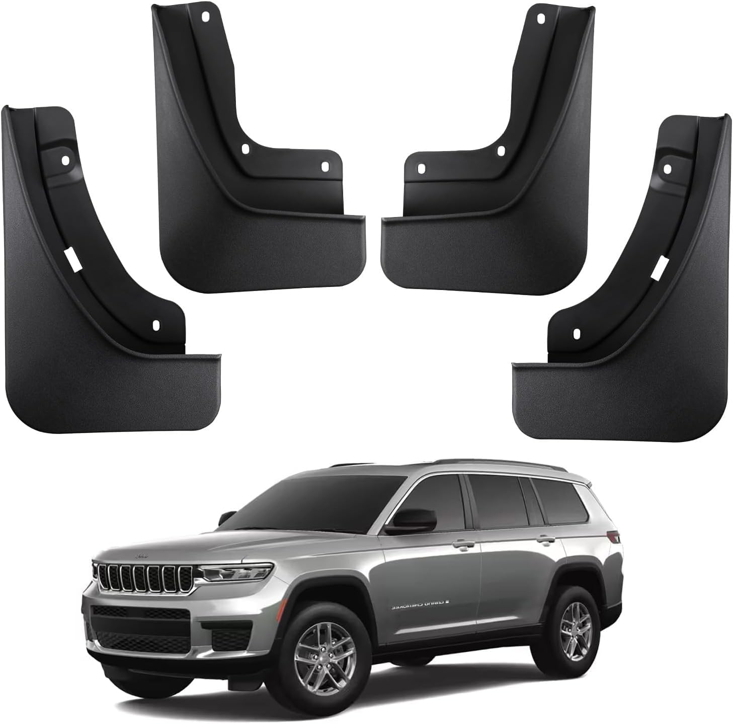 Ecarzo Mud Flaps Compatible with Jeep Grand Cherokee L 2025 2024 2023 2022 2021 3-Row No Drilling Required All Weather Mud Splash Guards Mudflap Front & Rear Jeep Grand Cherokee L Accessories 4Pc Set image number 4