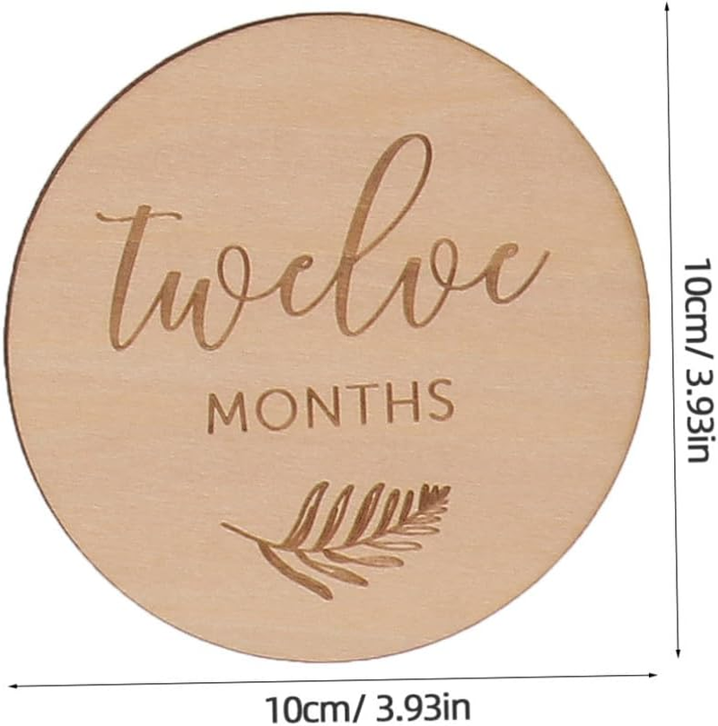 Toyvian 12Pcs Wooden Commemorative Cards Discs Wood Double Sided Cards for Month Old Photo Props Decoration Toys for Year Old Boy image number 6