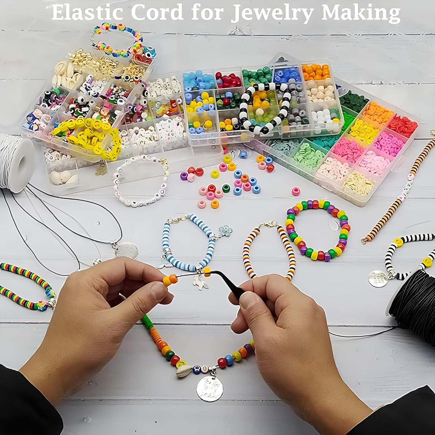 2 Rolls of Nylon Thread Bracelet String, 1.5Mm Nylon Thread String Beading Thread Black White Chinese Knotting Cord for Friendship Bracelet Necklace Jewellery Making DIY Macrame Craft（Black+ White） image number 3