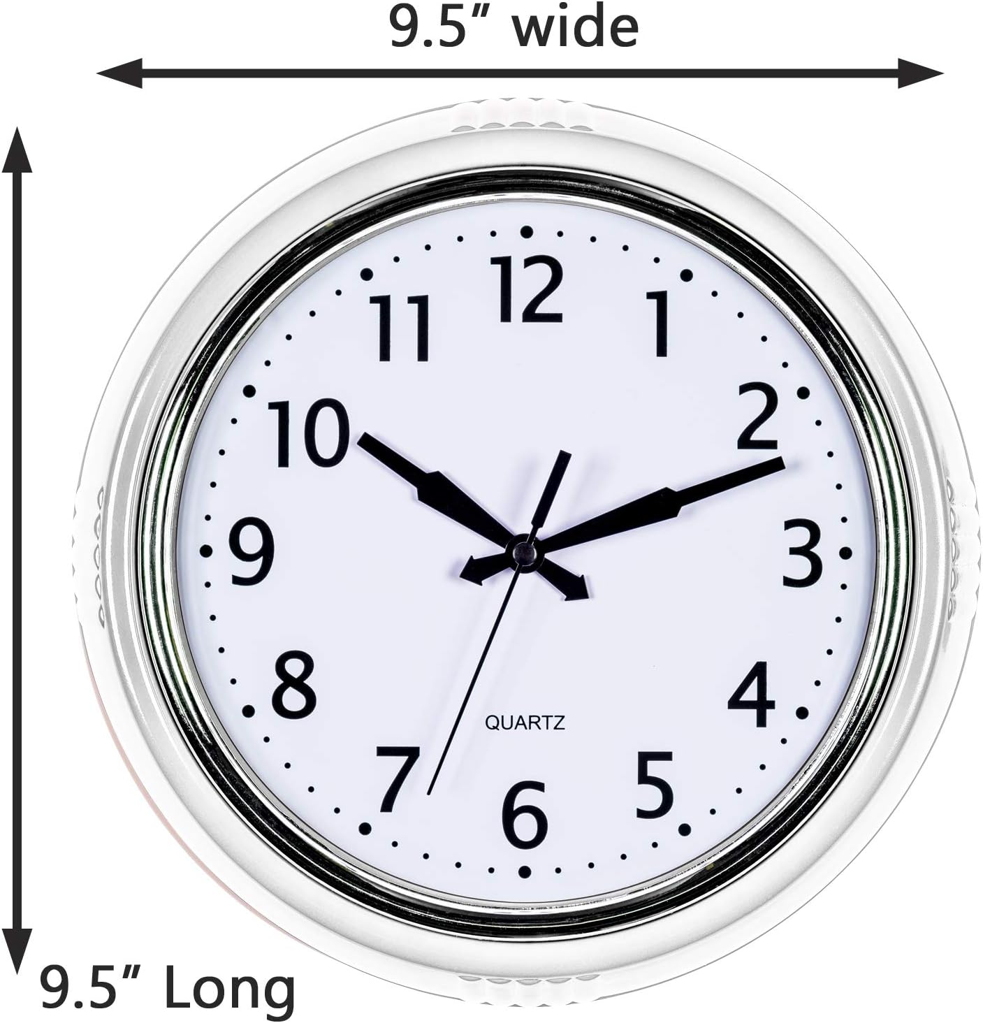 Bernhard Products Retro Wall Clock 9.5 Inch White Kitchen 50'S Vintage Design round Silent Non-Ticking Quality Quartz Clock for Home Office Nursery Bathroom Classroom Easy to Read (White) image number 4