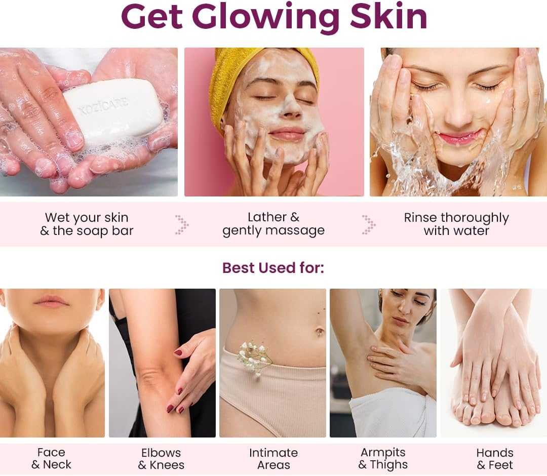 Kozicare Papaya Soap | Dark Spot Remover & Glowing Skin | Kojic Acid, Olive Oil & Papaya Extract | Moisturizing for Face & Body | Natural Brightening Papaya Soap for Men & Women &ndash; 75Gm (Pack of 12) image number 4