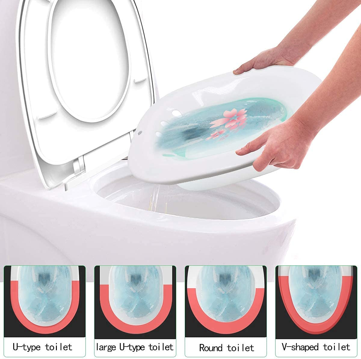 Sitz Bath for Toilet Portable Sitz Bath Basin for Hemorrhoids Treatment Postpartum Care Pregnant Women Perineal Episiotomy Soak Relief and Elderly Fits Standard Toilets and Commode Chair image number 4