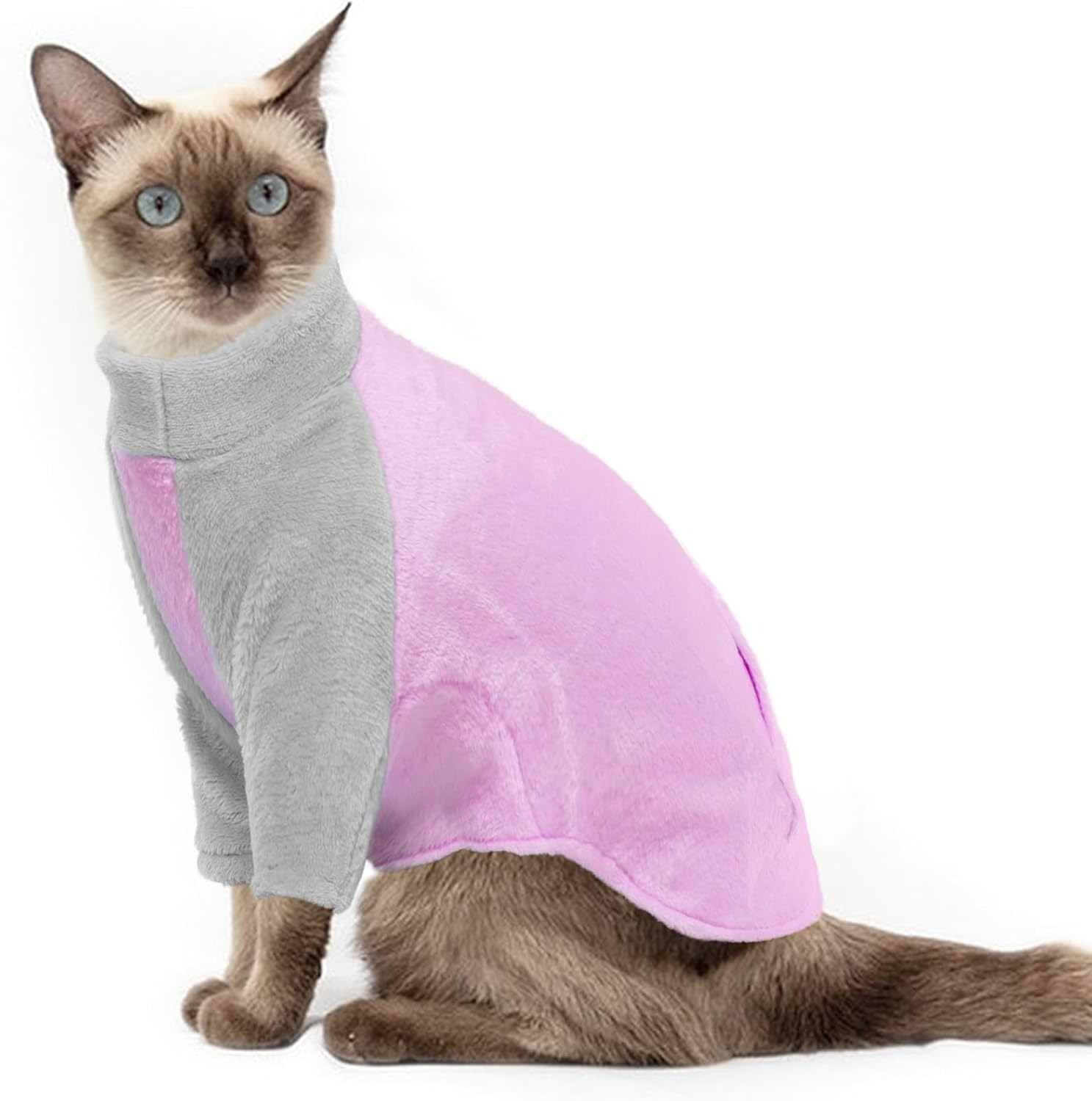 Cat Sweater, Cat Pullover Fleece Small Cat Sweater Sphynx Hairless Cat Clothes Kittens Winter Clothes Cat Apparel Cat Warm Vest Cat Pajamas Clothes(Pink, S)