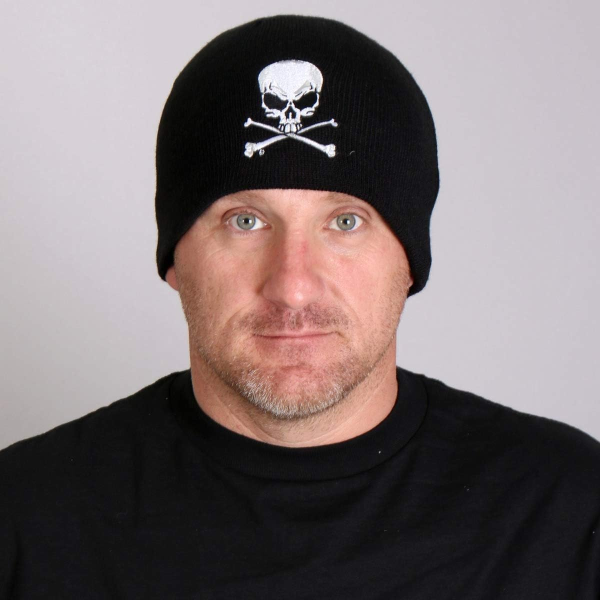 Hot Leathers KHB1010 Skull and Crossbones Beanie, Black