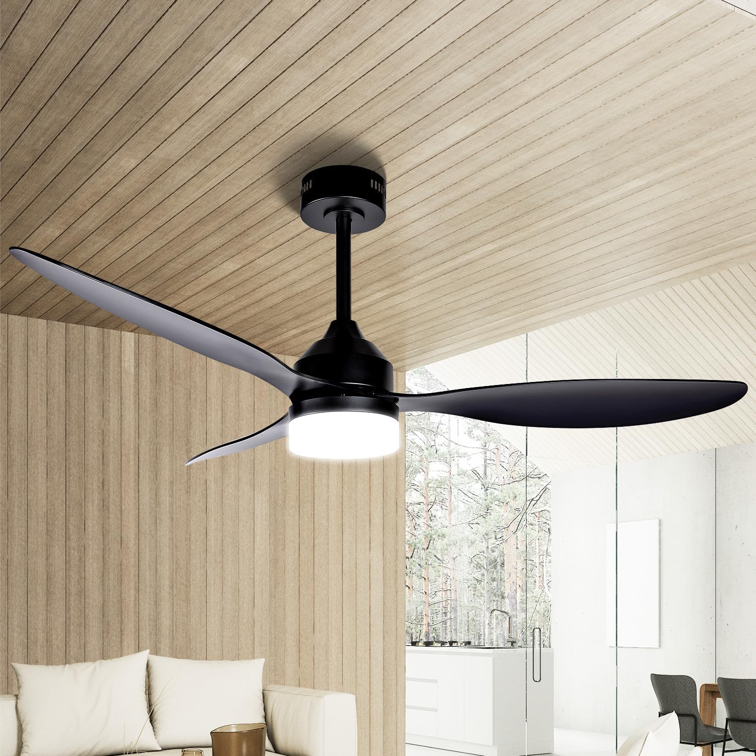 Soilsiu Ceiling Fans with Lights, 52 Inch Low Profile Ceiling Fan with Light and Remote, Flush Mount Ceiling Fan for Bedroom, Flush Mount, Reversible, 3CCT, Dimmable, Noiseless (White)