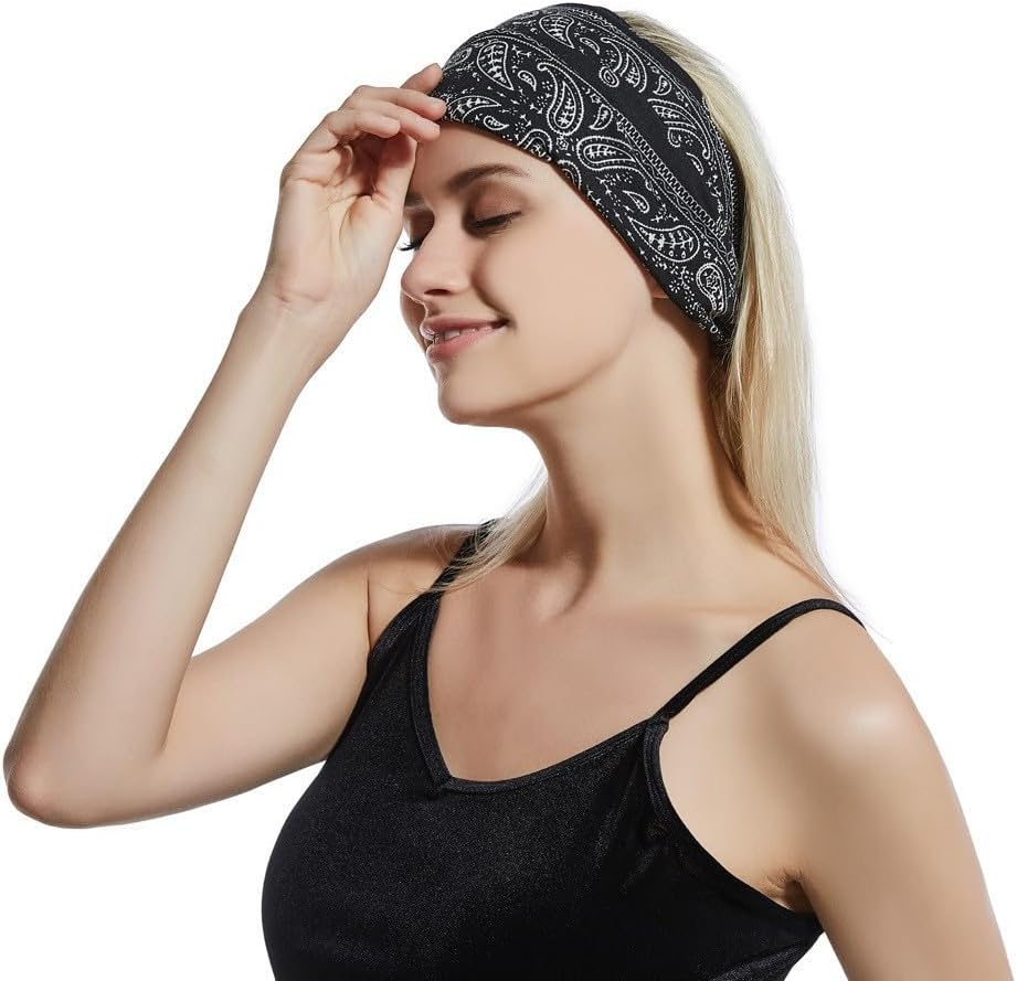3PS Wide Bandanas Non-Slip Bandanas Soft Bohemian Bandanas Sweat Absorbing Bandanas image number 2