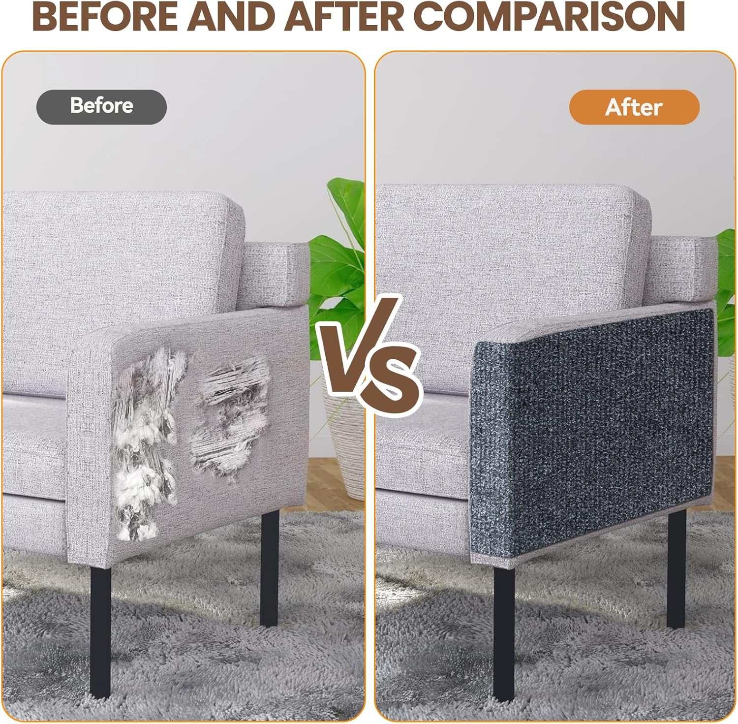 Cat Scratching Mat, Self-Adhesive, 40 X 200 Cm, Scratching Boards, Cat Wall, Scratch Protection, Sofa Cat, Scratching Mat, Scratching Mat, Cat for Furniture, Couch, Wall, Cat Tower, Door Protection image number 2