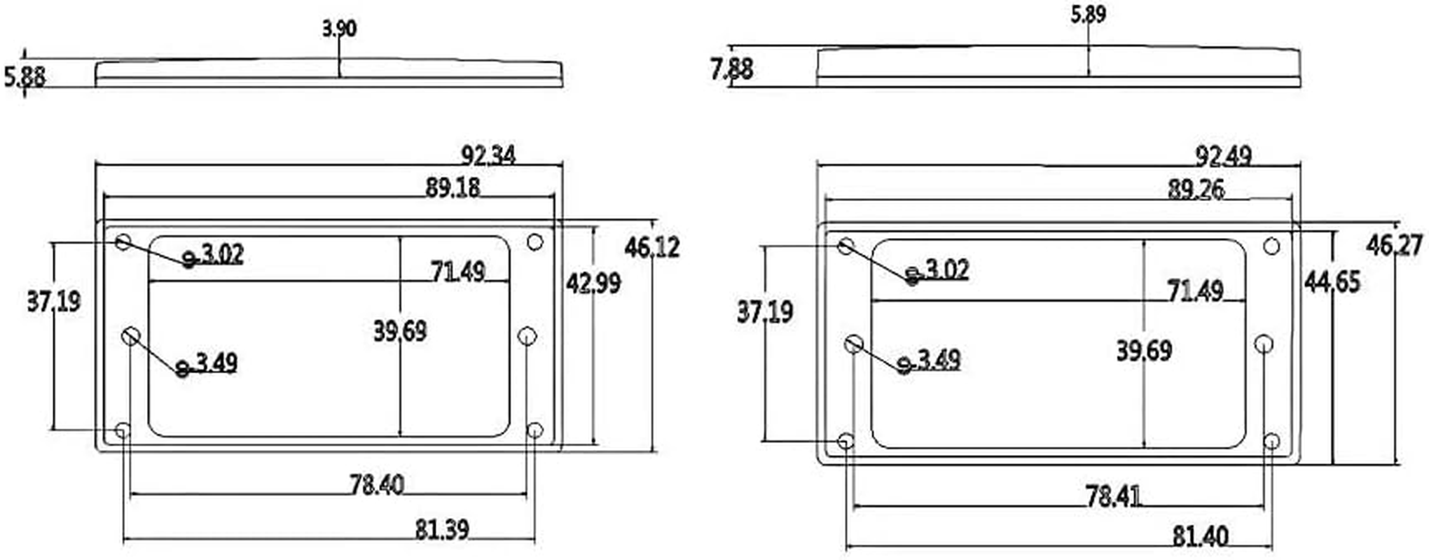 Guyker Flat Metal Humbucker Pickup Mounting Ring Set - Bridge Neck Pickups Cover Frame Replacement Part for Electric Guitar or Precision Bass(2Pcs, Chrome) image number 6