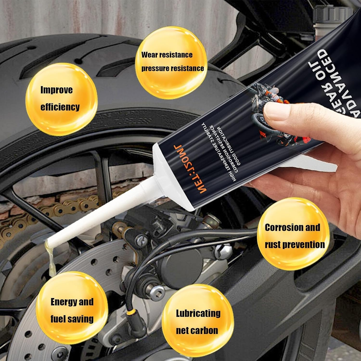 Motorcycle Chain Lube,Chain Oil Chain Lube 120Ml | Deeply Penetrate Chain Lubricant for Motorcycle Motorbike ATV Chain image number 4