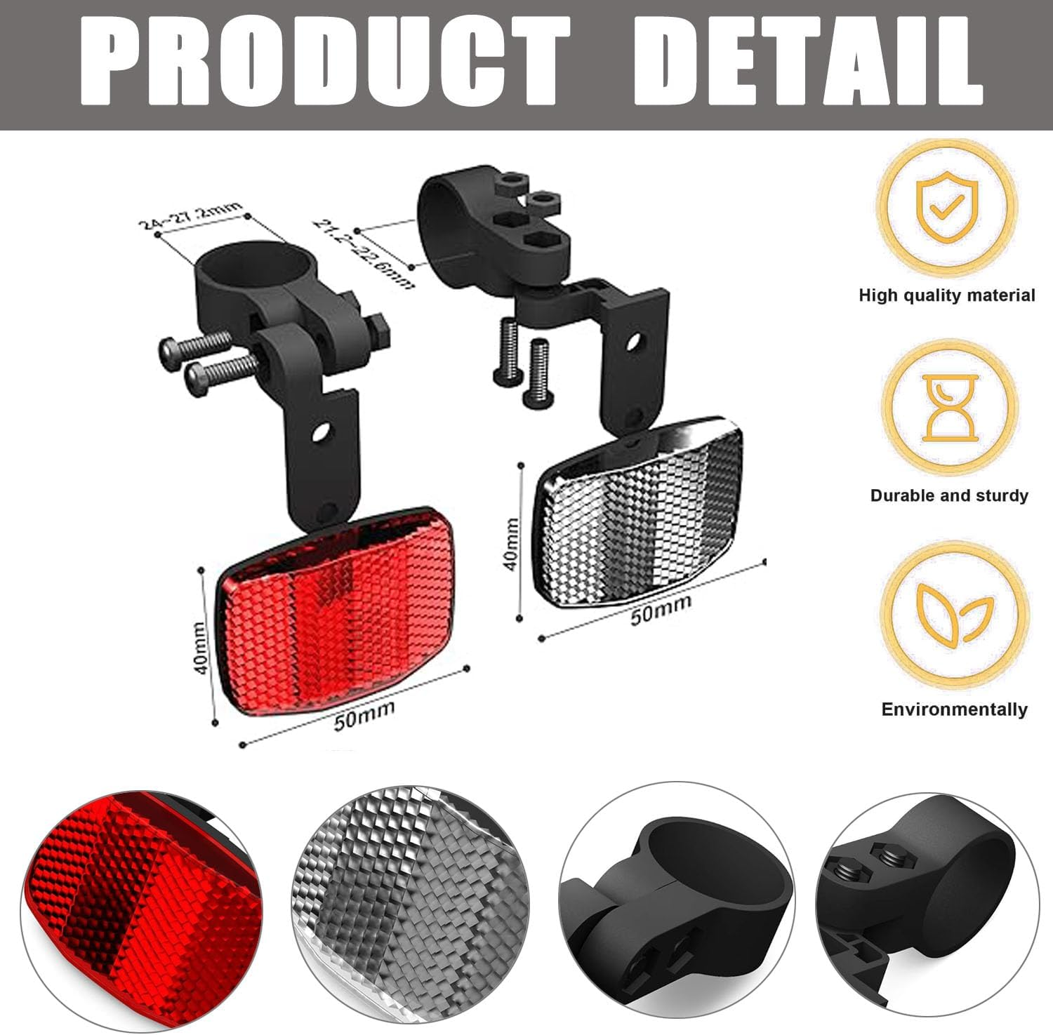 Bike Front & Rear Reflector Kit, Road Safety Reflection Kit image number 4
