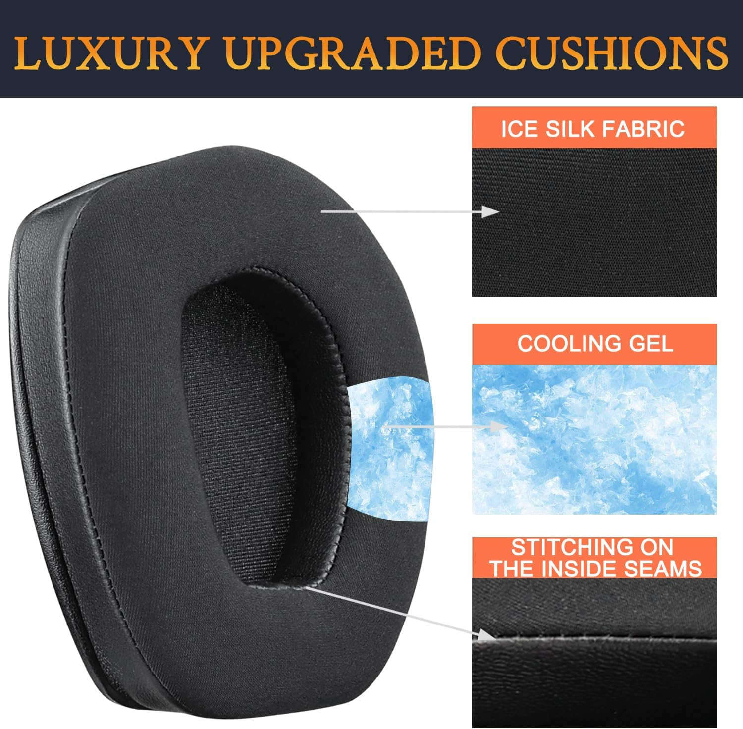 SOULWIT Cooling-Gel Earpads Replacement for Sennheiser RS165/TR165/RS175/TR175/RS185/TR185/RS195/TR195(RS/TR 165 175 185 195 RF), Ear Pads Cushions for HDR165/HDR175/HDR185/HDR195(HDR 195RF)