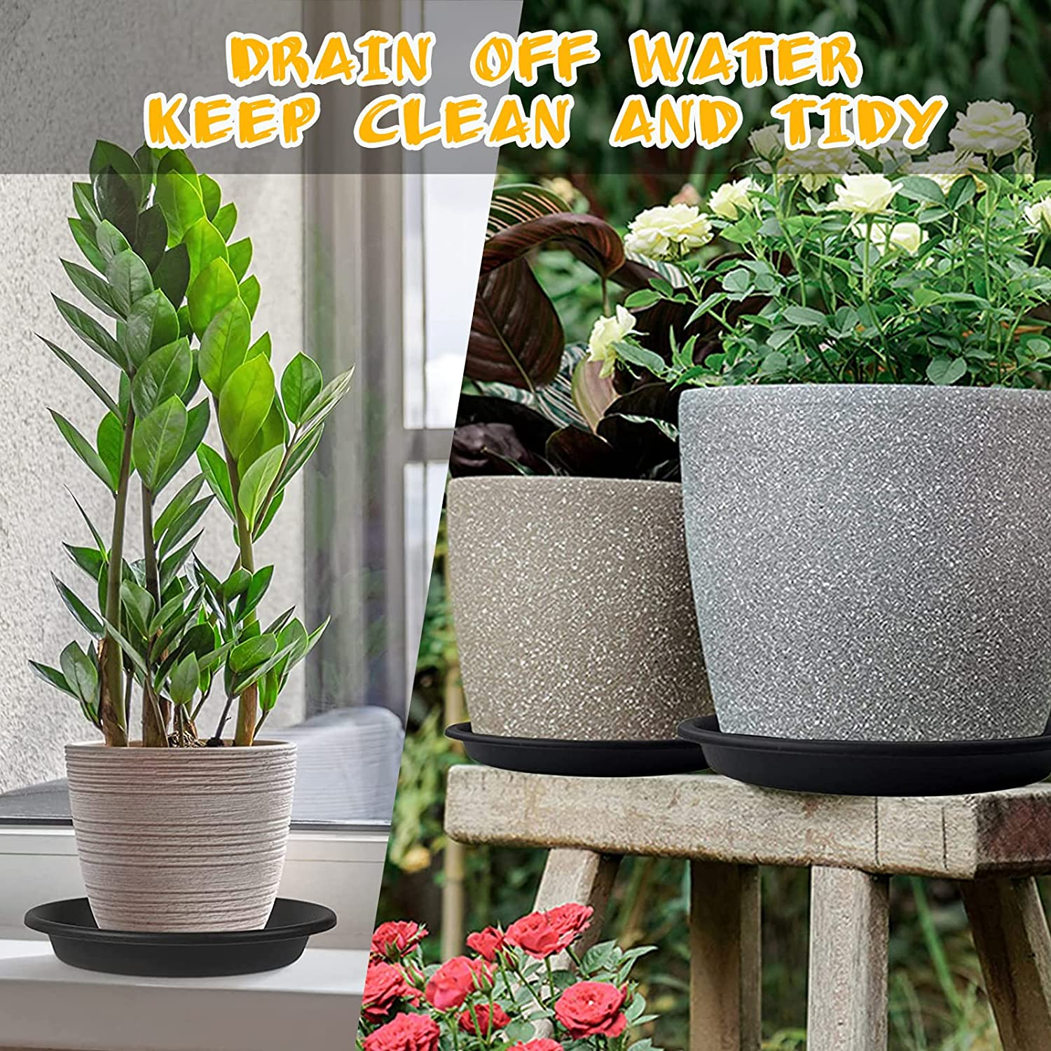 Plant Saucer Valuehall 5Pcs Plastic Plants Trays Durable Plant Pot Saucer Flower Pot Drip Trays round Garden Plant Saucer Plastic Plant Saucer Drip Trays for Indoors Outdoor Gardening V7K09 (6 Inch) image number 6