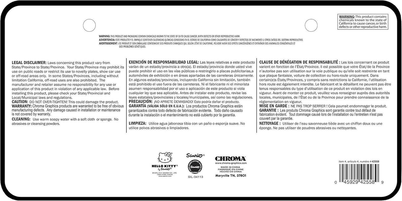 Chroma Graphics 42558 Hello Kitty Emoji Heads Plastic Frame, 12.5X6.25X0.2, Black/White/Red image number 3