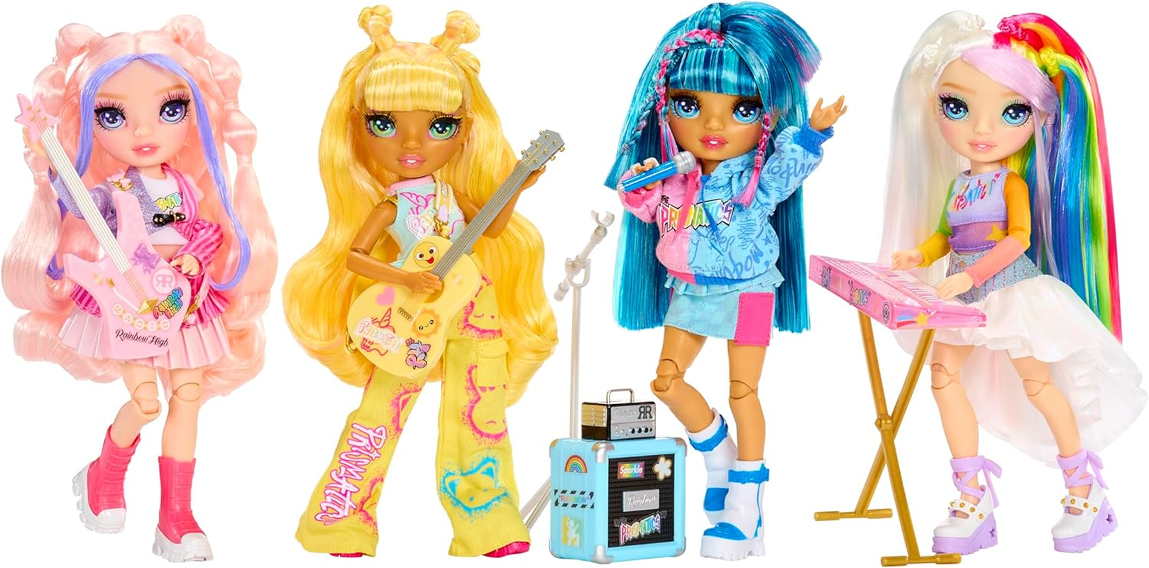Rainbow High Jr High Rock Band - Sunny, Yellow 9&rdquo; Fashion Doll with Guitar, Customize with Stickers, Posable, for Kids Ages 4+