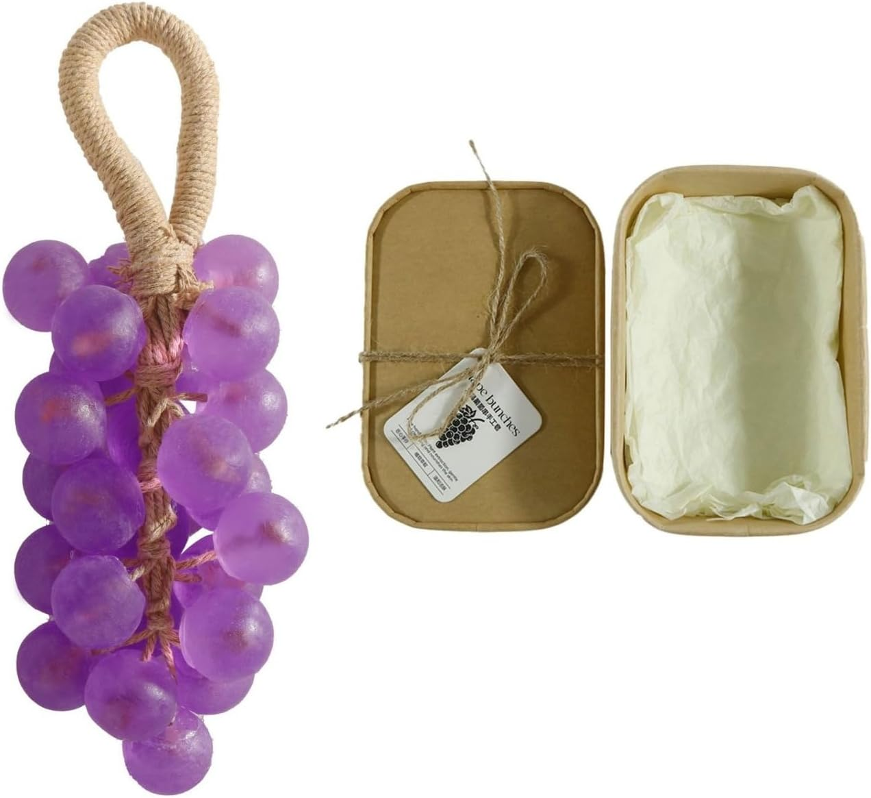 Handmade Crystal Grape Soap on a Rope, Moisturizing Essential Oil Soap for Hand, Face & Body, Decorative for Women & Men, Long Lasting Fragrance Gift (B) image number 1