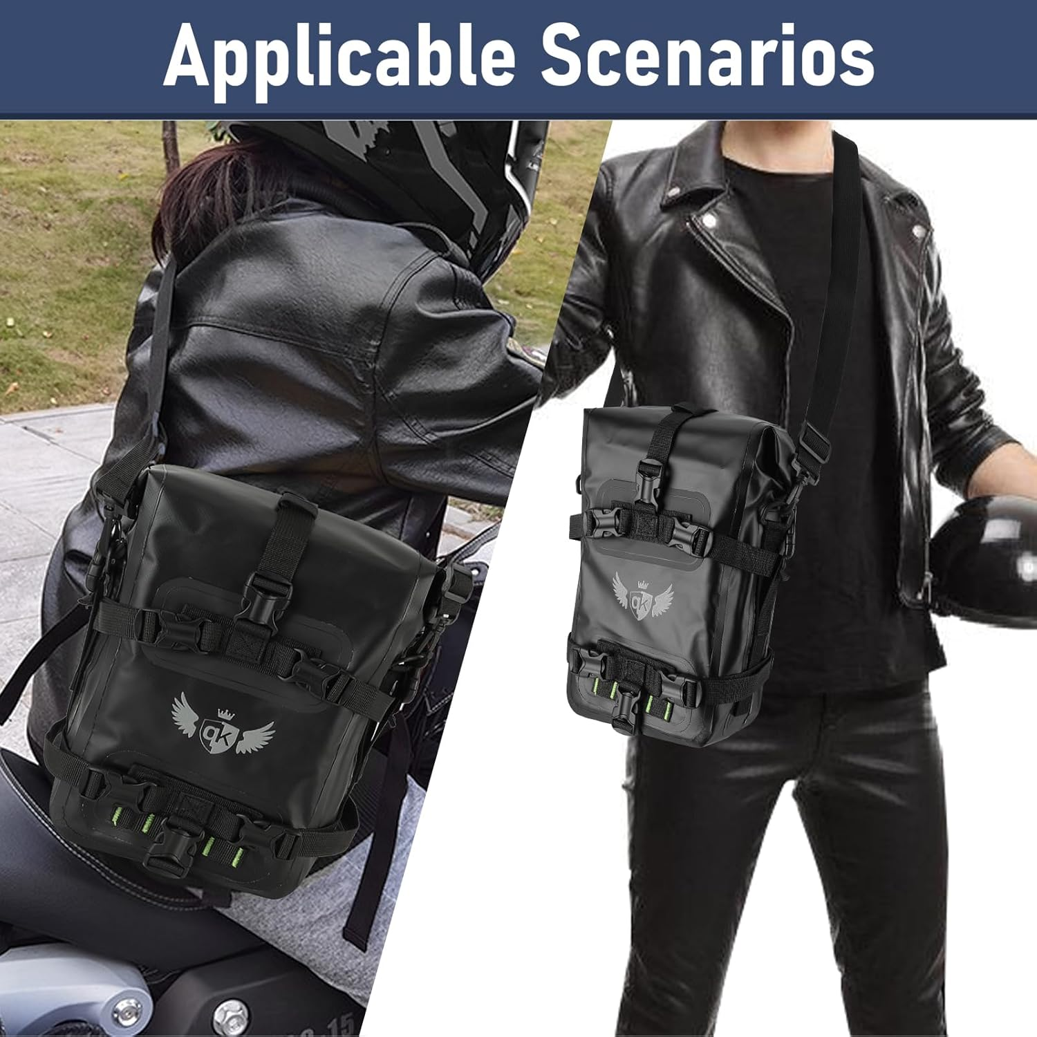 Motorcycle Bumpers Bag IPX7 Waterproof 8L Motorcycle Side Frame Bag with Shoulder Strap Waterproof Motor Crash Bar Bag for Travel image number 5