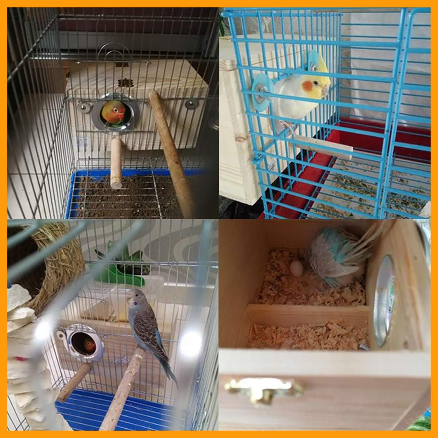 Parakeet Nesting Box Natural Wood Bird Nest Breeding Box Cage Aviaryparrots Mating Aviary Hatching House Mating Cage Nest Wood House for Finch Lovebirds Cockatiel Budgie Conure Parrot