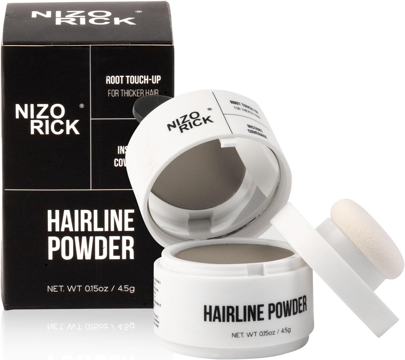 NIZORICK Hairline Powder,Root Touch up Hair Color, Instantly Conceals Hair Loss, Root Cover up Powder for Thinning Hair,Waterproof & Long Lasting 4.5G/0.15Oz (Black, S)