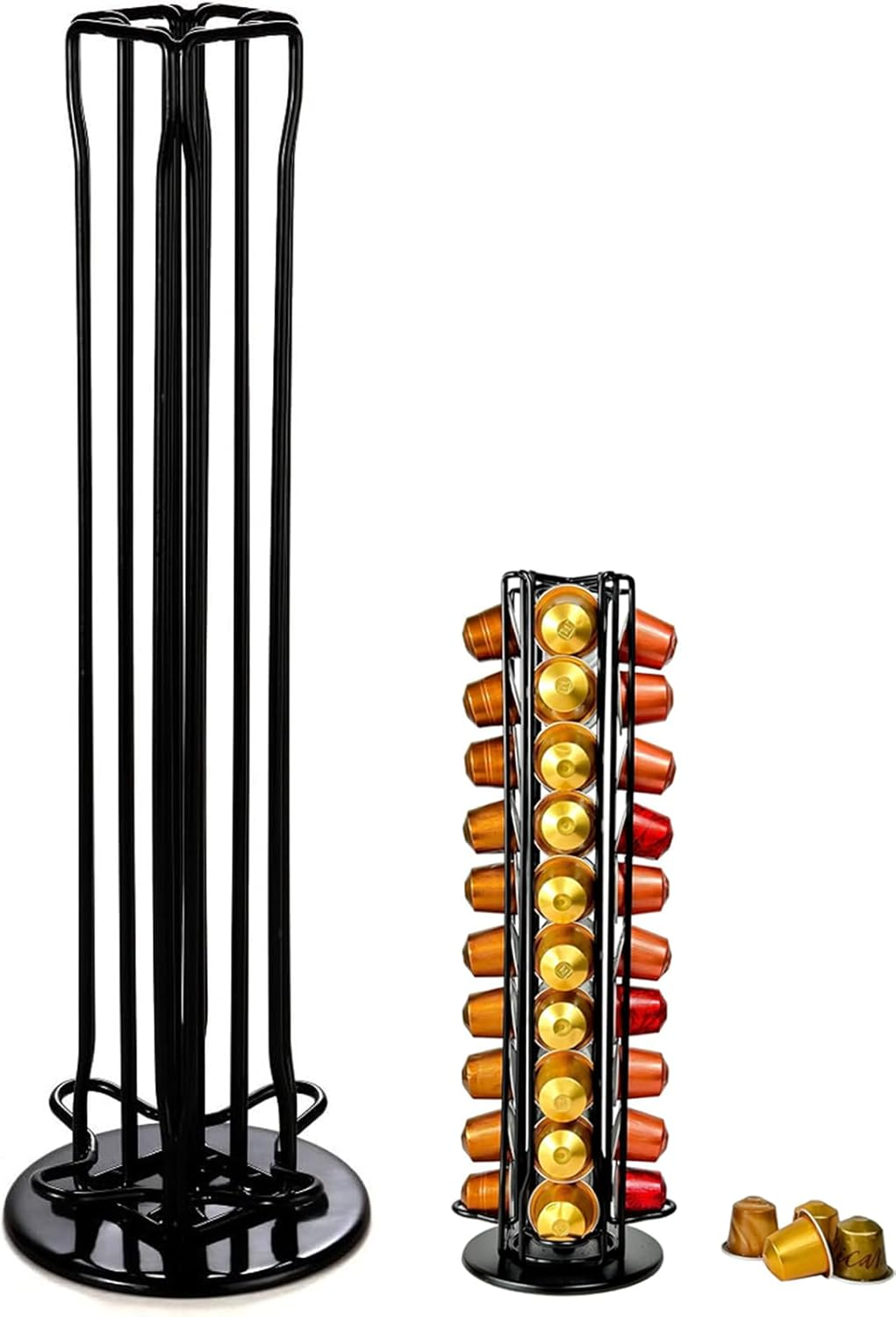 Yeanifeana Coffee Pod Holder for Original Pods, 40 Capsule Rotating Organizer, Space-Saving Black Storage Rack with Compact Design & Quick Access image number 2