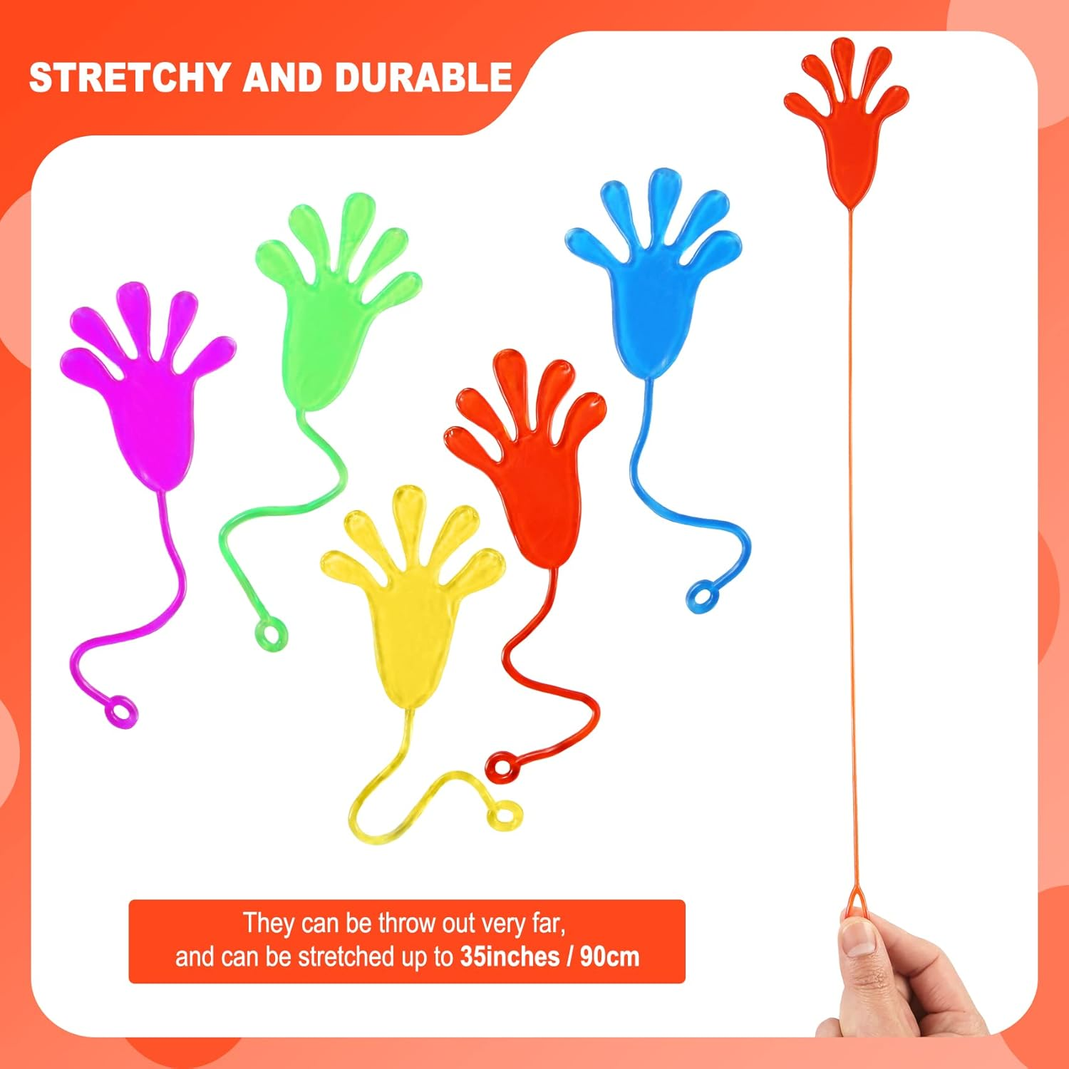 24 Pack Sticky Hands Stretchy Sticky Sensory Toys for Birthday Party Favors, Party Bag Fillers, Random Color image number 4