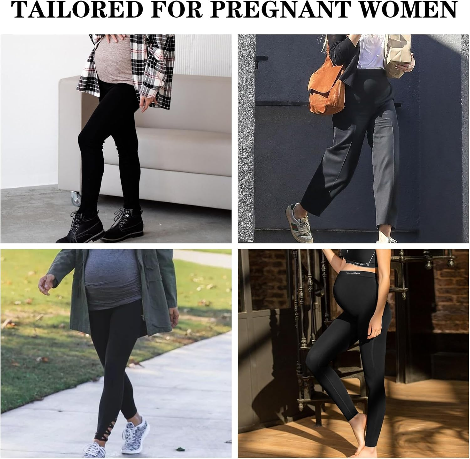 Women Maternity Pants High Waisted Soft Stretchy Pregnancy Wide Leg Trousers Comfortable over Bump Work & Lounge Pants with Pockets