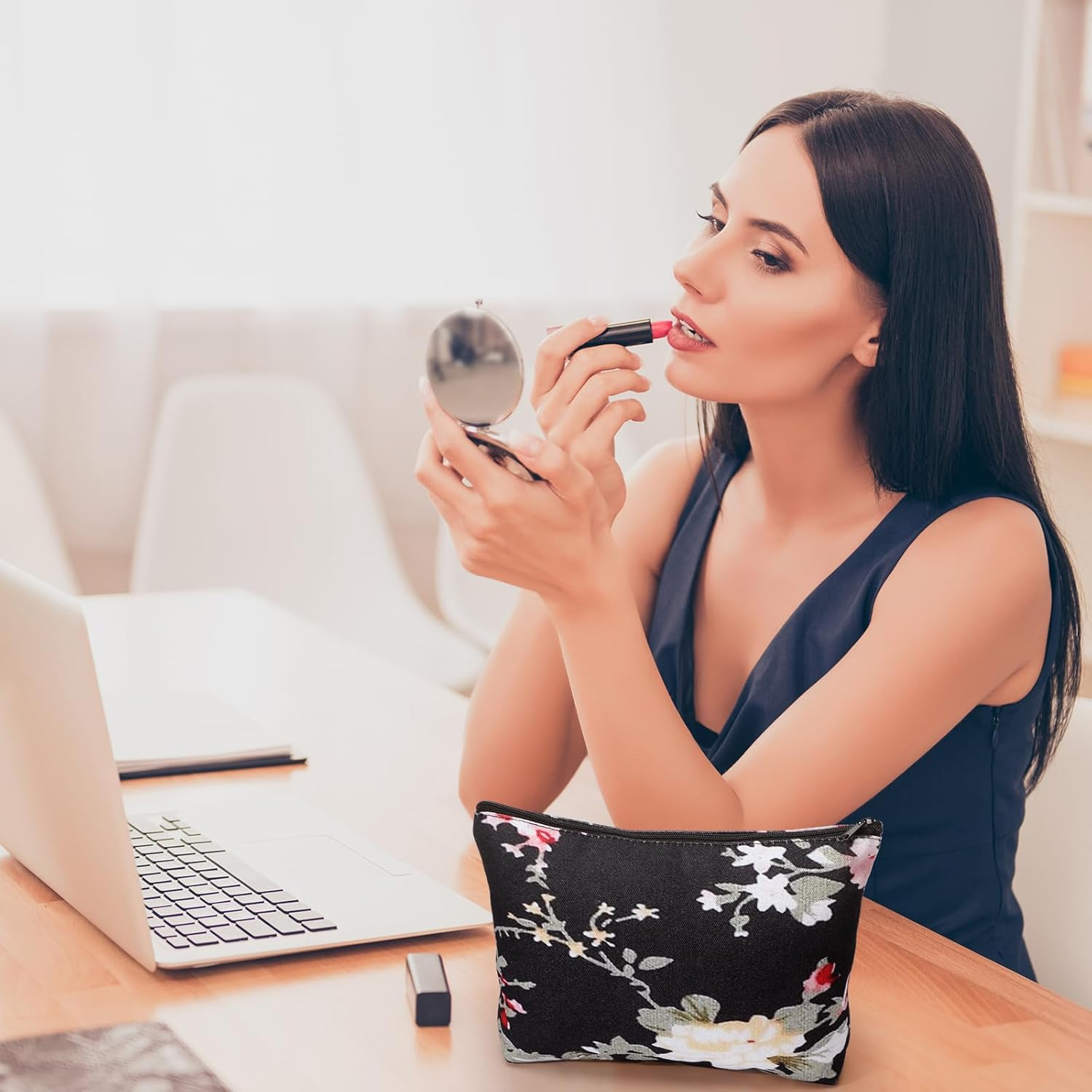 Sanwuta 12 Pcs Vintage Floral Makeup Bags Flower Canvas Zipper Cosmetic Bags Christmas Gifts for Women Reusable Travel Purse for Housekeeping Medical Assistant Organizer Storage Supplies Party Favors image number 2