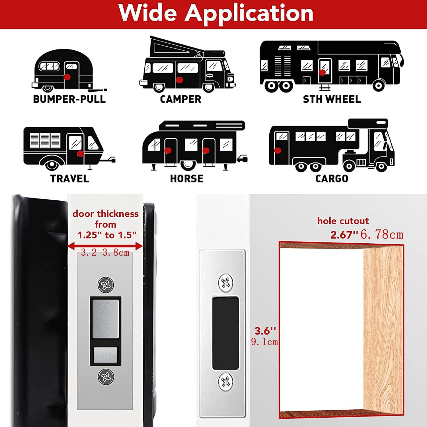 Upgraded RV Door Latch, RV Entry Door Lock, Trailer Door Lock, Zinc Alloy Camper Door Lock, RV Door Lock, RV Travel Trailer Entry Door Latch with Paddle Deadbolt, Black image number 1