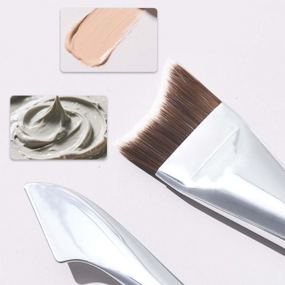 Flat Foundation Brush for Cream, Professional Makeup Brush for Blending Foundation, Concealer, Cheek and Nose, Wet or Dry Use Synthetic Fiber Face Brush, Flawless Seamless Makeup Tool image number 4