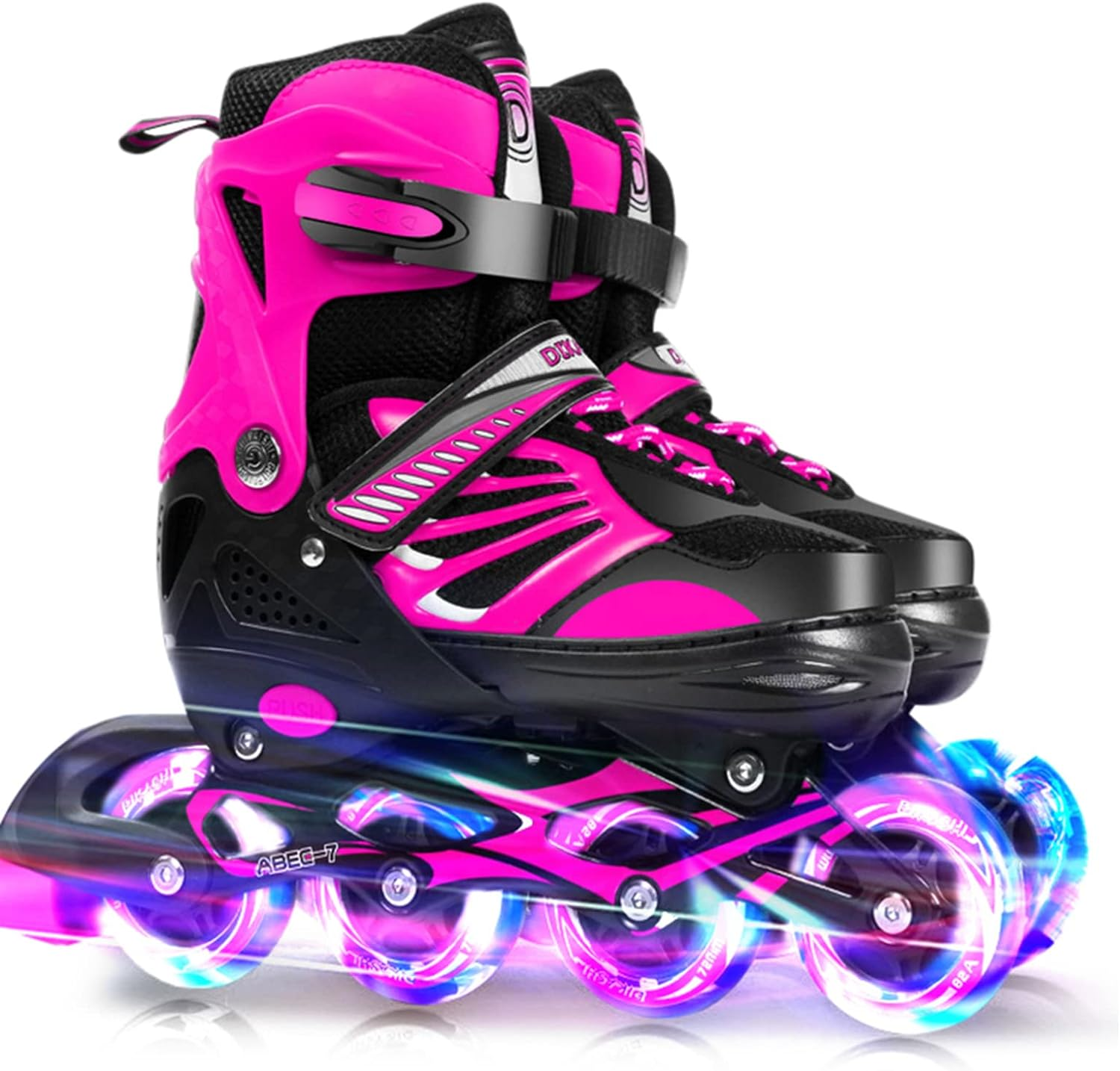 Adjustable Illuminating Inline Skates with Light up Wheels for Kids and Youth Girls Boys Inline Skates Blue L