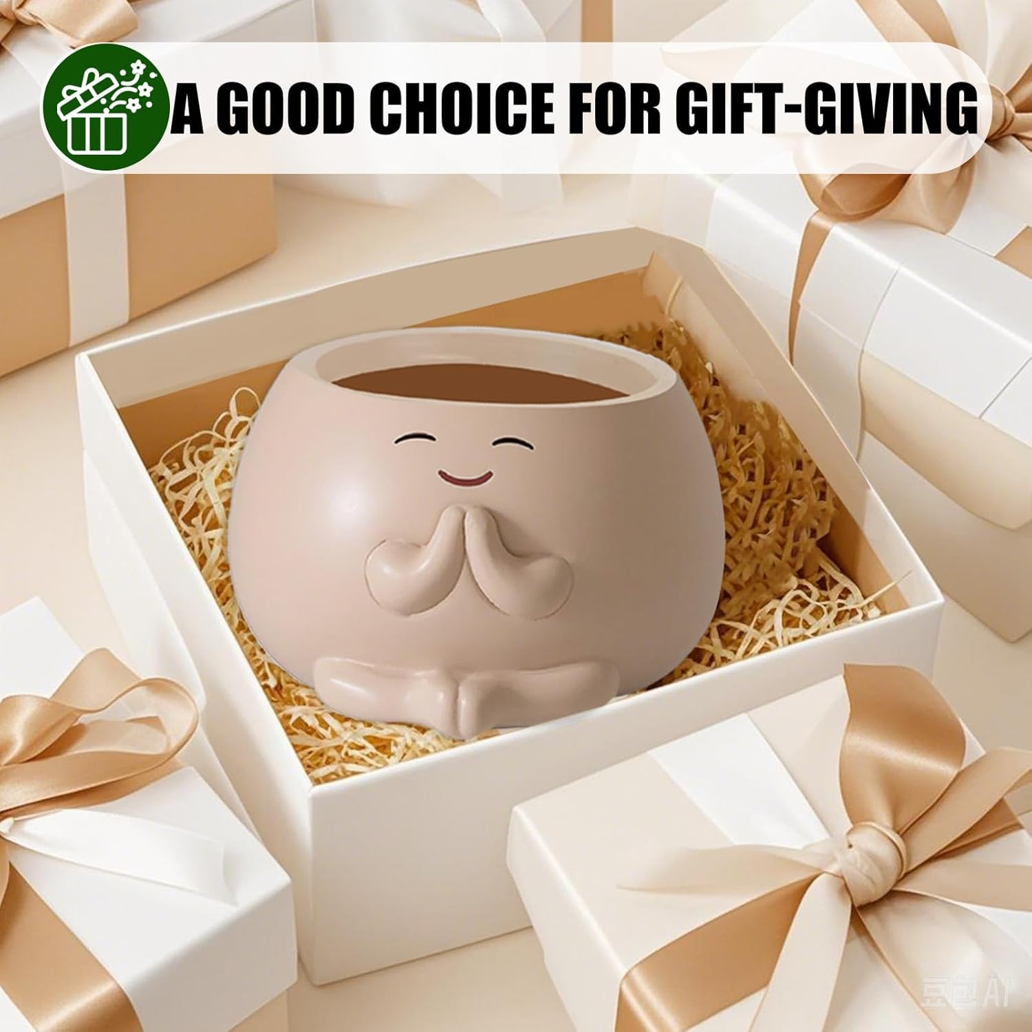 2Pcs Smiley Face Planter Pot, FHDUSRYO Cute Resin Flower Head Planters for Indoor Outdoor, Unique Sit Succulent Pots with Drainage Hole for Mothers Day, Teacher, Plant Lovers (Smily, 10.5X6.5Cm) image number 5