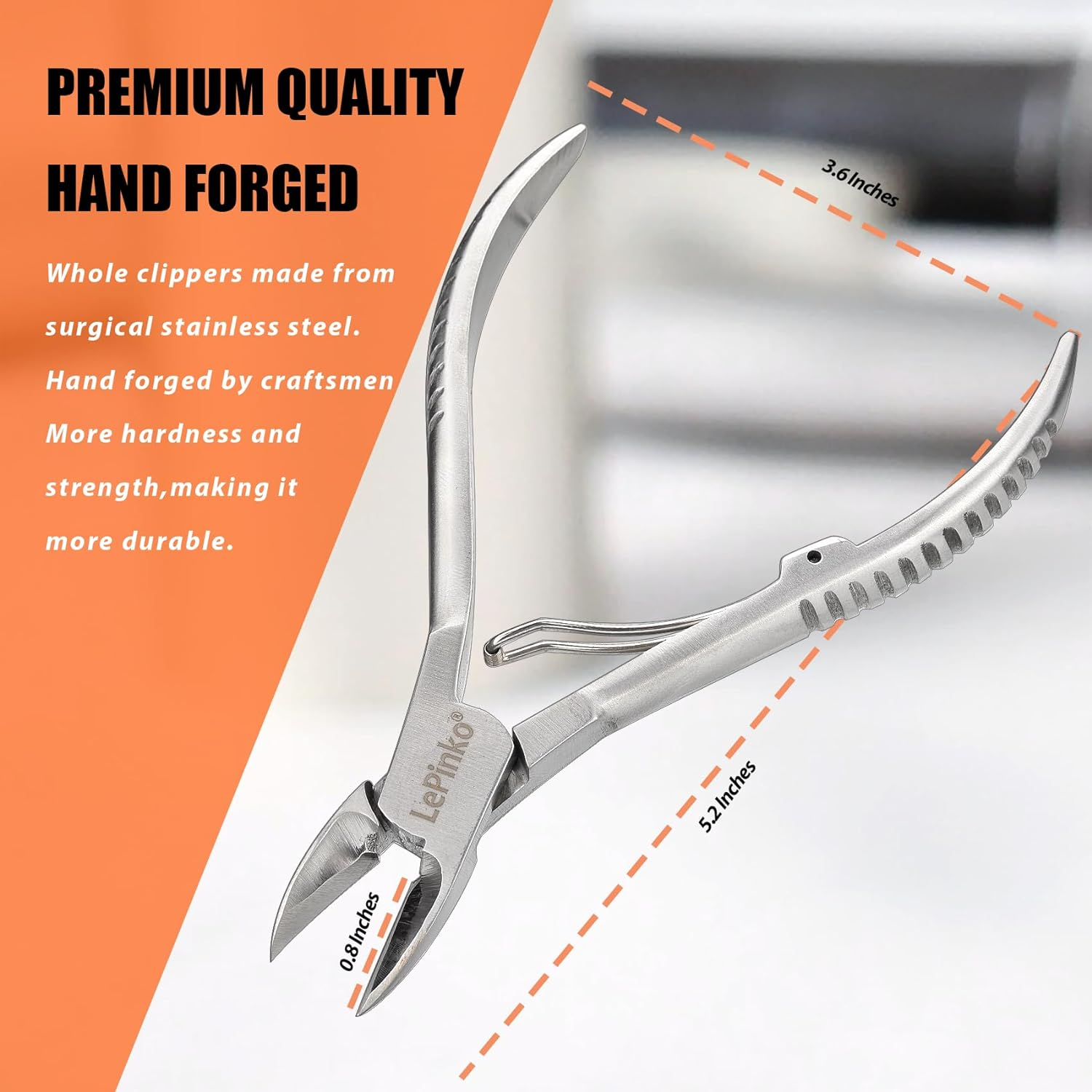 Heavy Duty Podiatrist Toenail Clippers for Thick and Ingrown Nails, Hand Forged Stainless Steel Toe Nail Clippers for Men Women Seniors image number 3