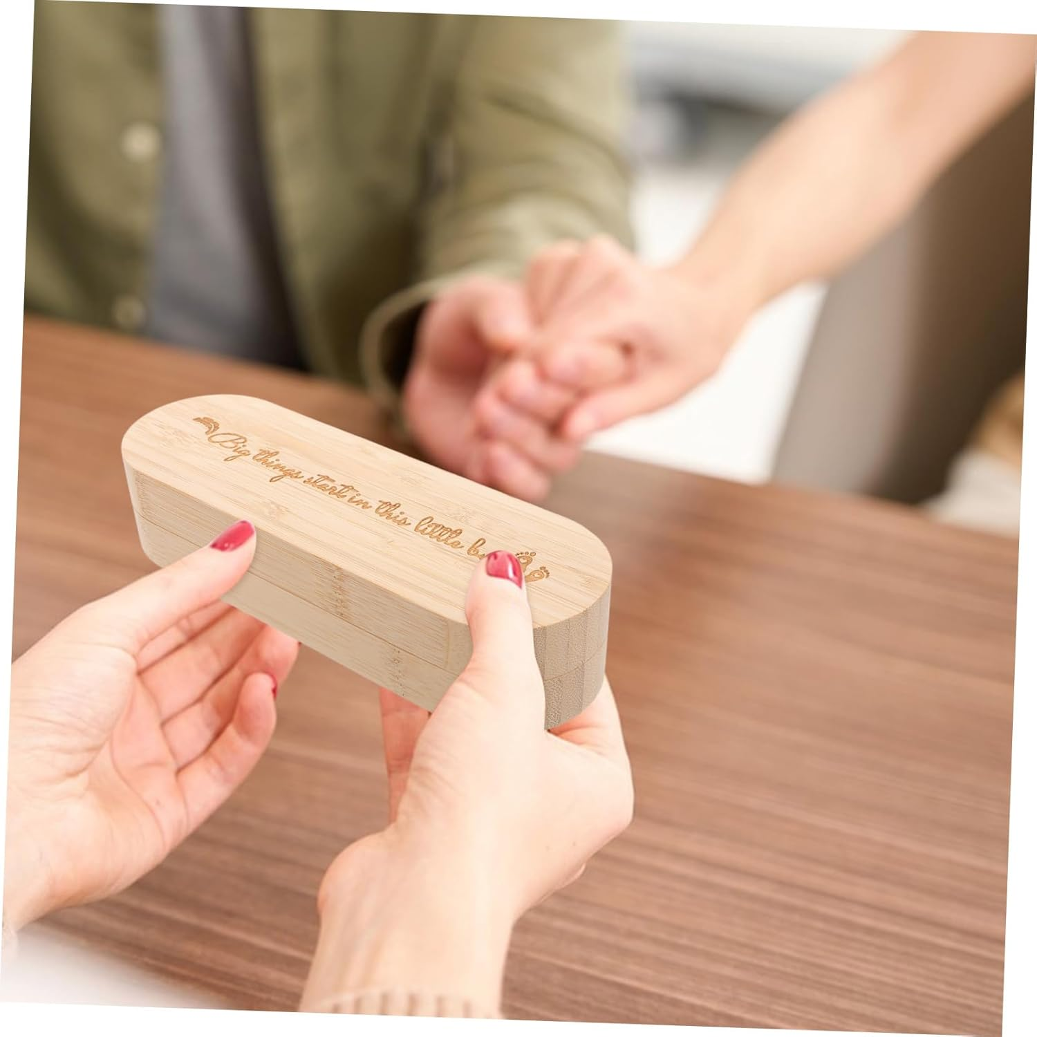 Custom Pregnancy Test Keepsake Box Wood Surprise Announcement Case Maternity Announcement Favor image number 3