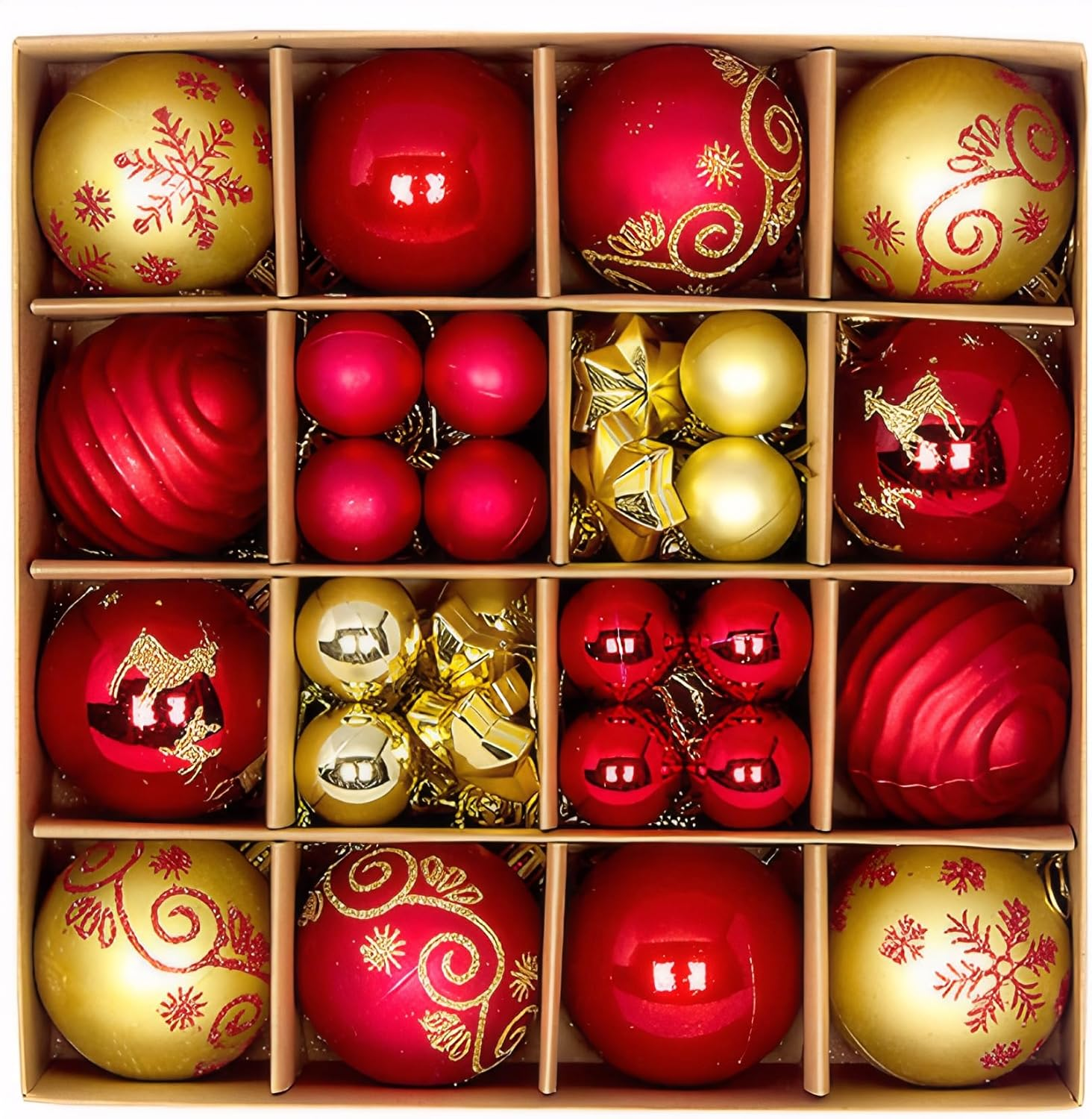 Christmas Decorations,H HOME-MART 44Pcs Christmas Tree Baubles,Christmas Ball Ornaments|Hanging Christmas Baubles Balls Ornaments Set|Christmas Tree Pendants Decorative (44 Pcs Style C) image number 2