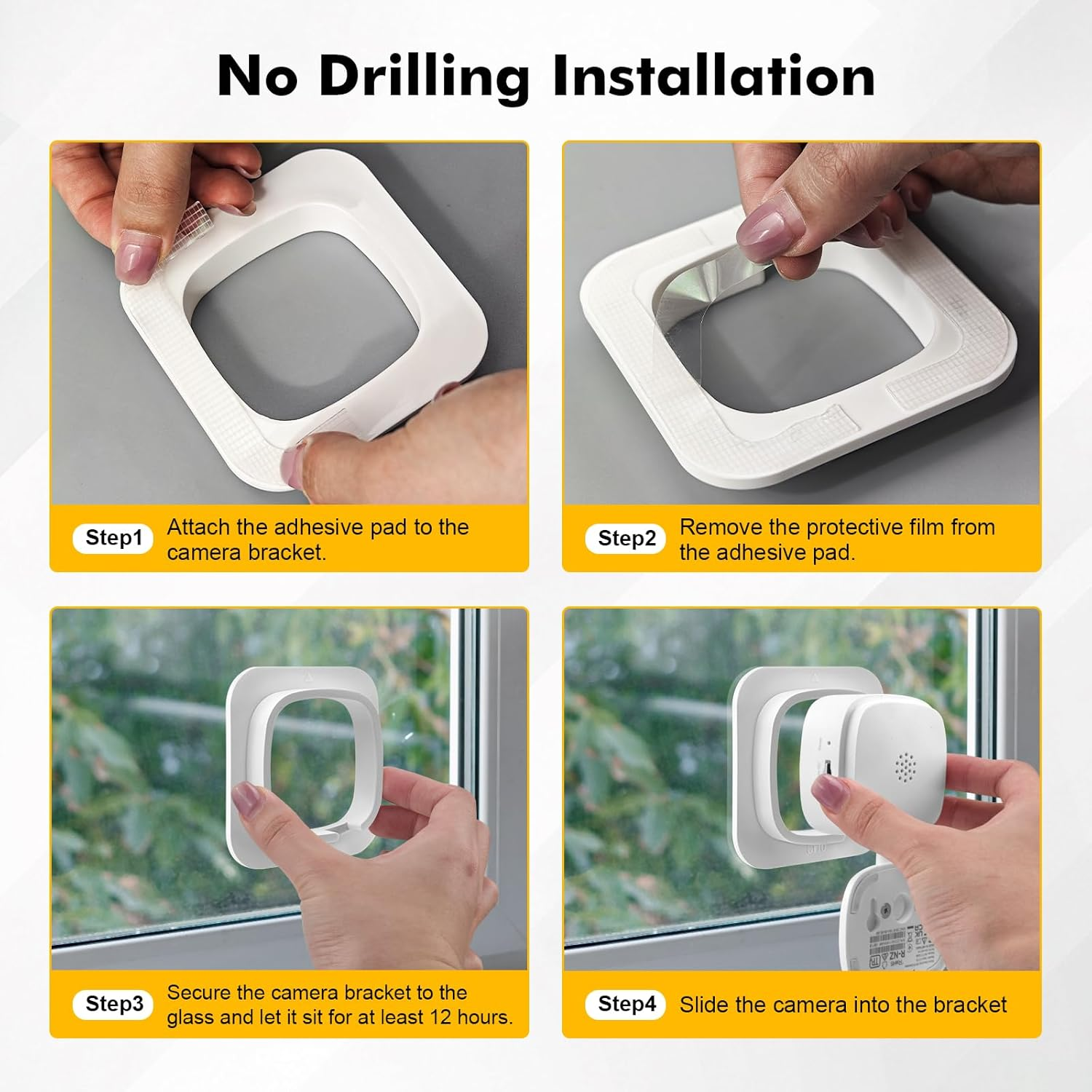 2 Pack Security Camera Window Mount Fits for Tapo Indoor Security Camera C100, C110, No Drill No Screws Installation Required, Anti-Theft Strong Adhesive Tape Bracket image number 2