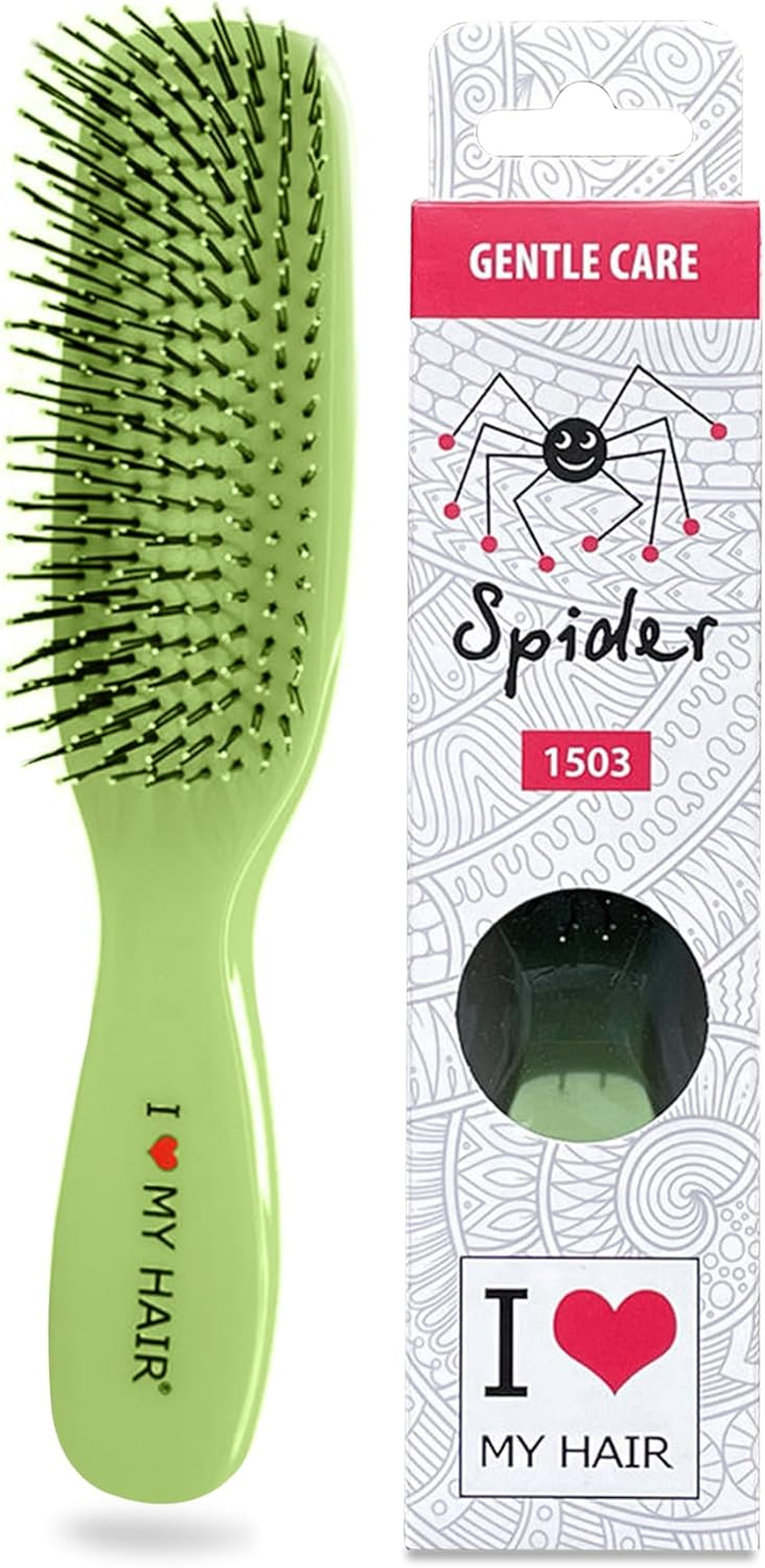 I ❤ MY HAIR I Love My Hair Detangler Brush - for All Types Wet or Dry Spider Series Small Size Green