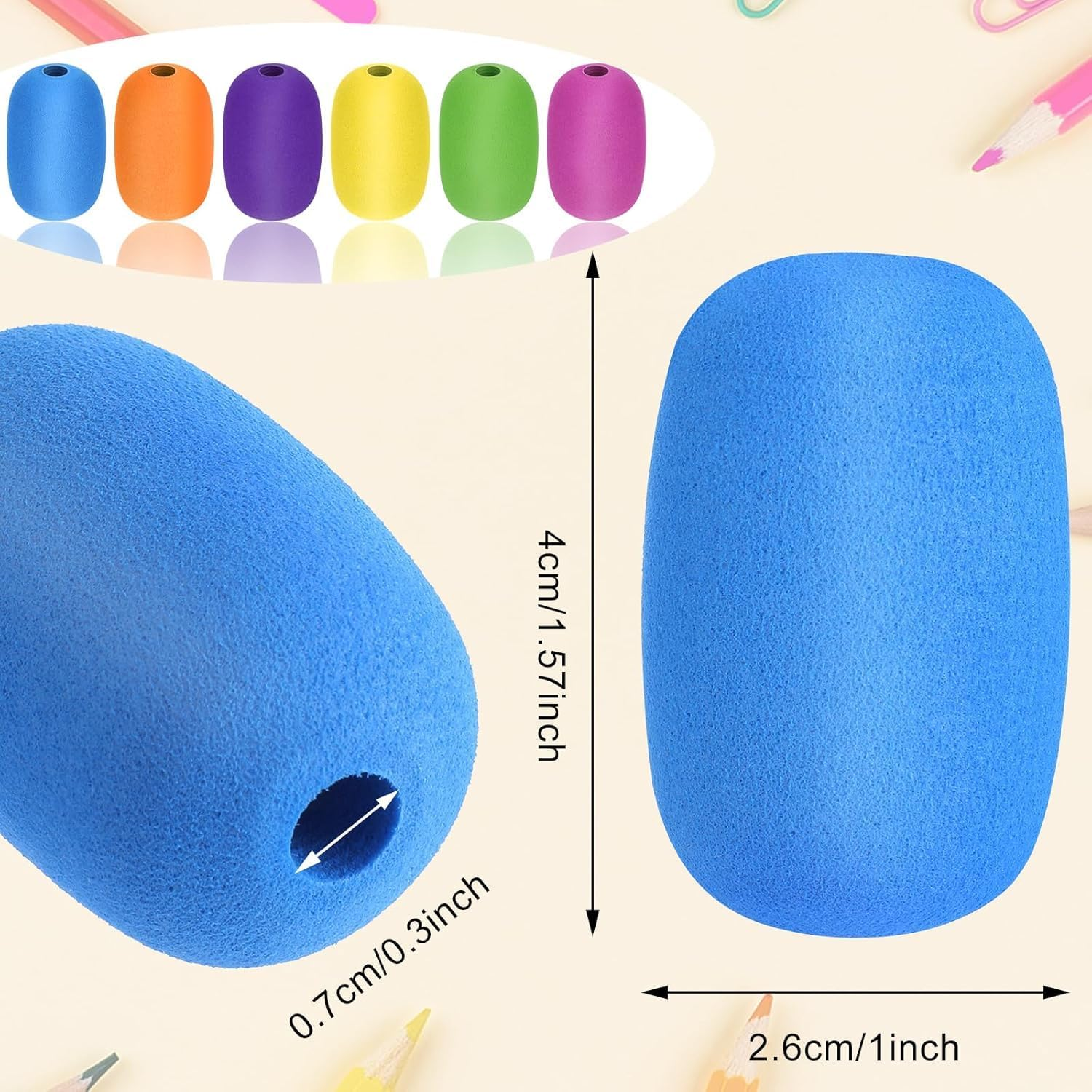 FOTOEVFC Egg Pen Pencil Holder Handwriting Grips, 6Pcs Foam Grips, Pen Grips, Pencil Holder, Pencil Cushion Grip image number 3