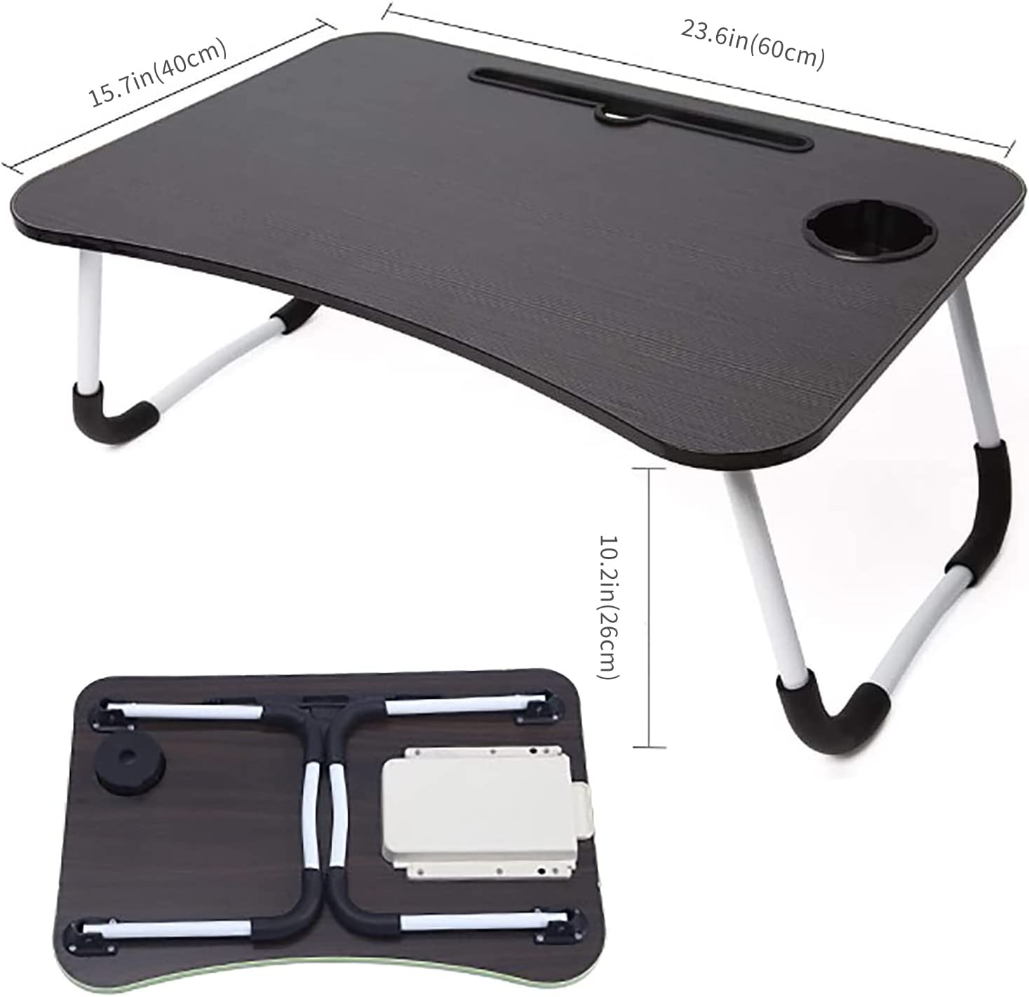 DAWNTREES Lap Table,Bed Table .Portable Foldable Laptop Tray Table with Cup Holder for Bed/Couch/Sofa Working,Reading image number 1
