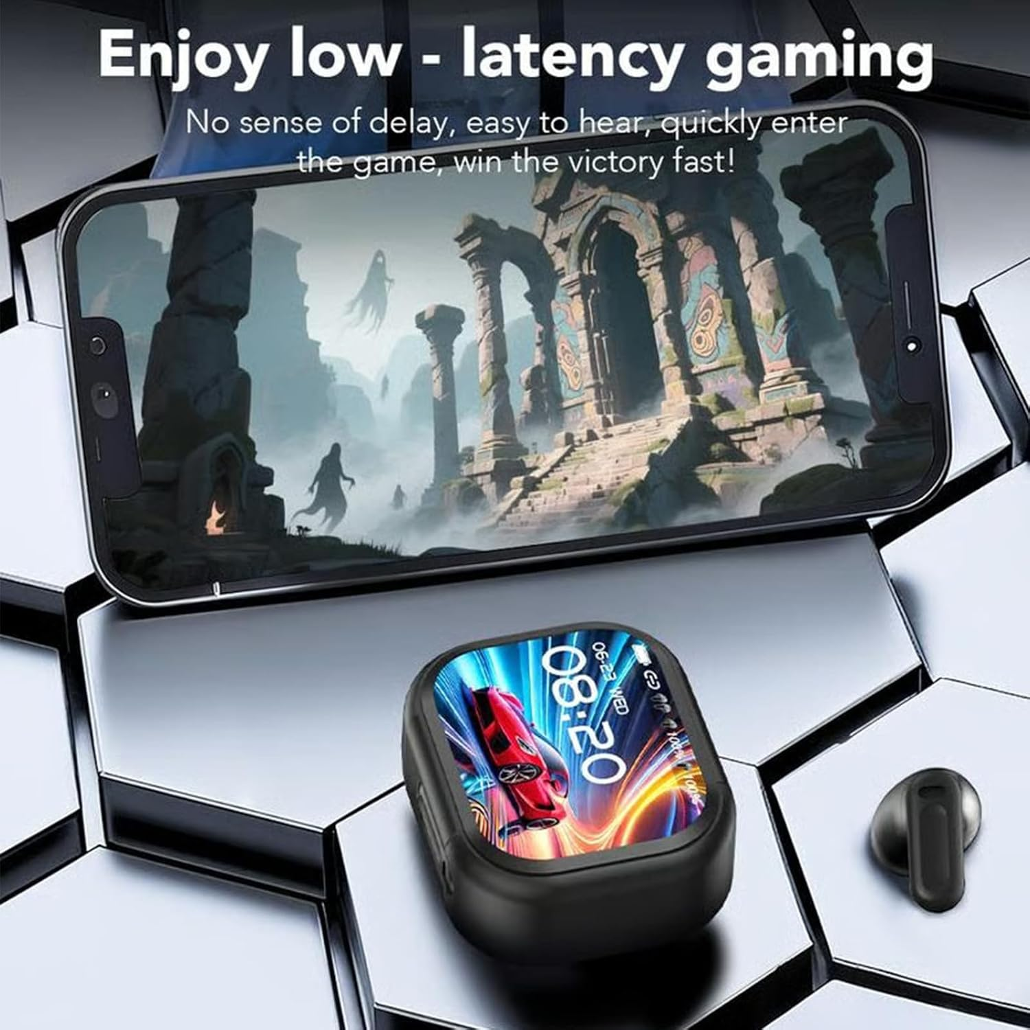 NE20 AI Translator Earbuds V6.0, 140 Languages Two-Way Translation, LCD Touch, HD Stereo, IPX6 Waterproof for Travel/Business (Black) image number 3