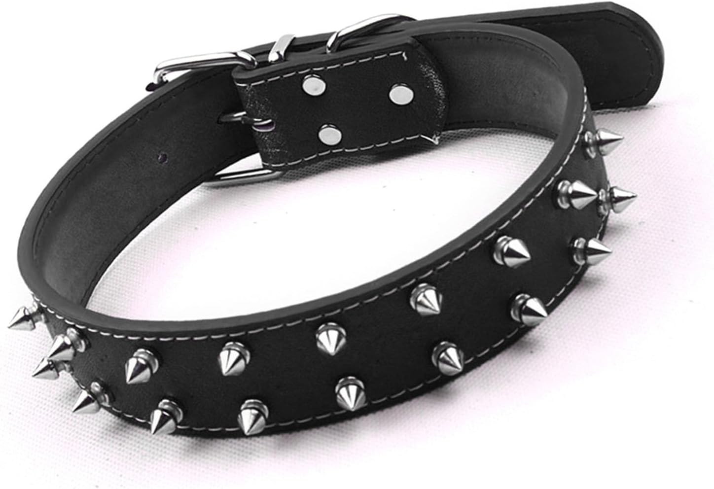 Spiked Collar, Punk Style Collar PU Leather Stylish Lightweight for Large Dogs (Black) image number 4
