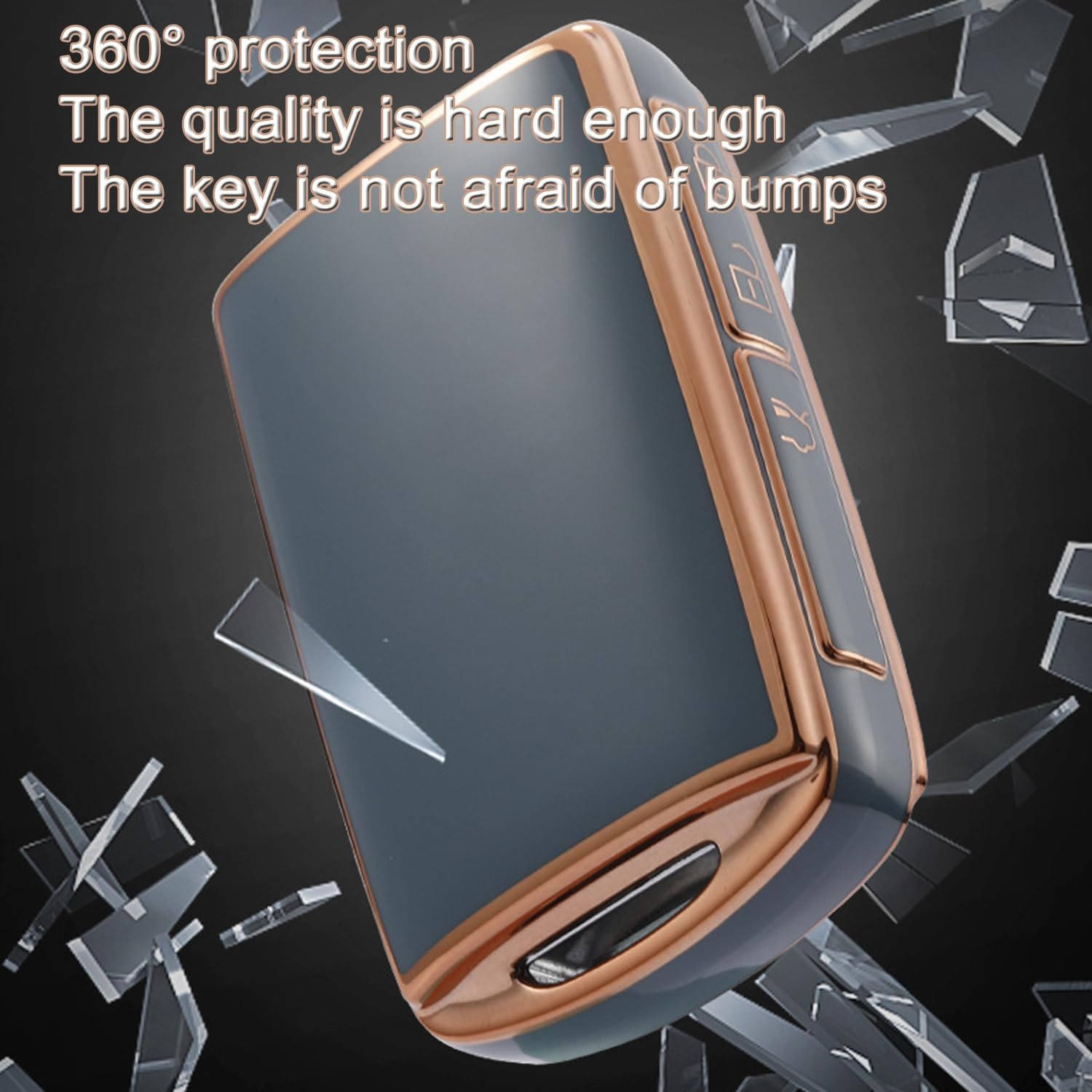 AULESSE TPU Remote Key Fob Cover Case for Ma-Zda 3 6 CX-4 CX-5 CX-8 CX-9 CX-12 CX-30 Alexa Miata 4 Buttons Gold Edged Smart Key Fob Cover Case (Black) image number 4