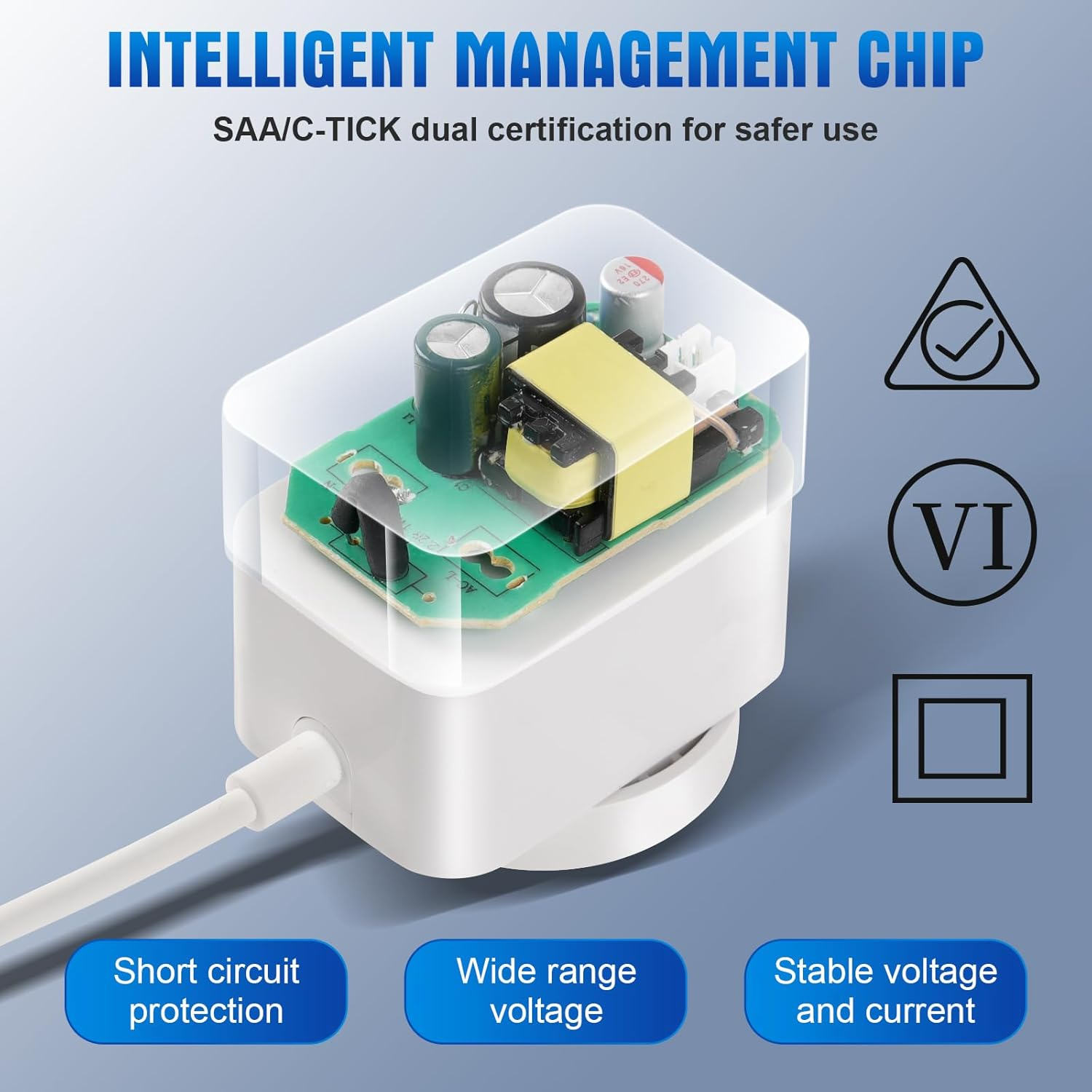 YOSHINE Power Supply Adapter &ndash; Universal 24V 1A AC to DC Adapter with 8 Adapter Plugs, SAA Listed Power Supply Converter Adapter for Diffuser Humidifier, LED Strip, Monitor, Router and More (1.5M) image number 4
