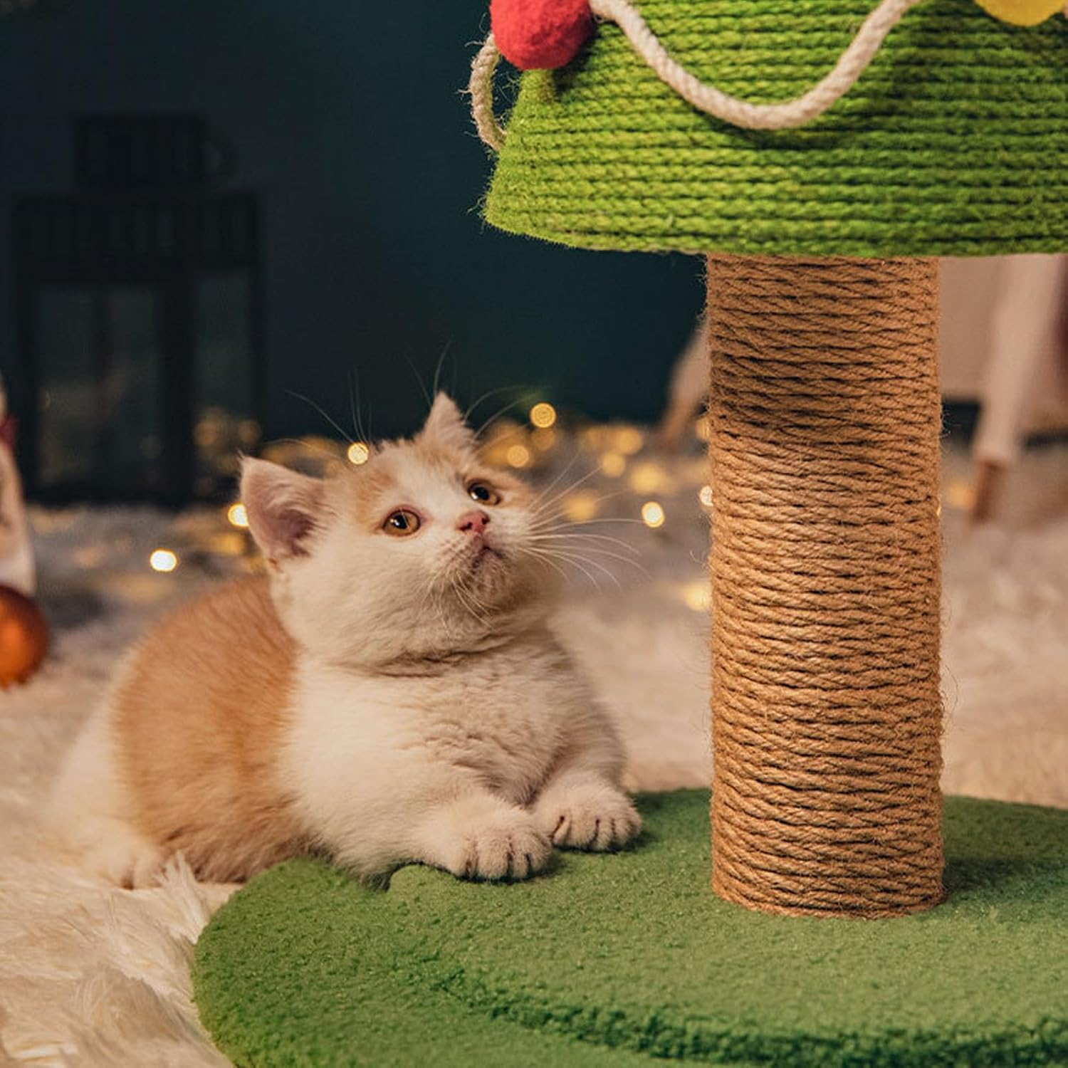 Cat Scratching Post, Christmas Tree Cat Scratcher, Sisal Rope Scratch Post Cat Toys, Protect Furniture Stable Structure Cat Tree Scratch Post for Home Indoor Kitty (Large: 40 X