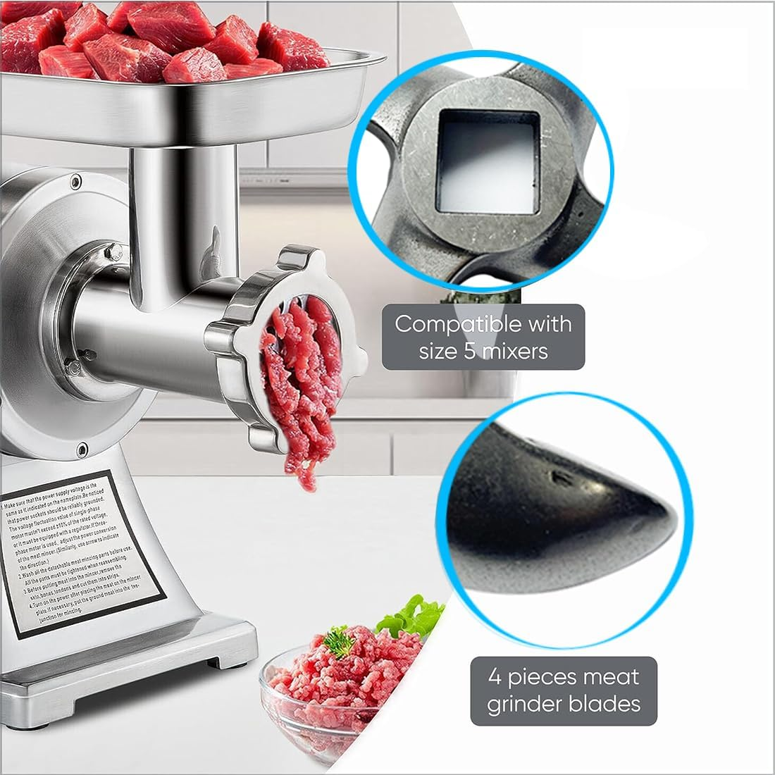 #12 Meat Grinder Blade Stainless Steel Knife Cutter Replacement, Please Check the Size and Shape(2 PCS) image number 3