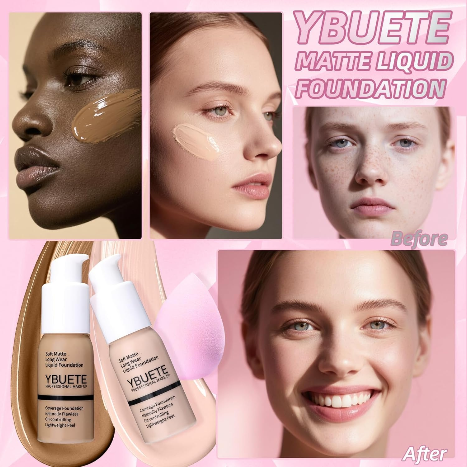 YBUETE Professional Makeup Kit for Girl Women, Full Starter Cosmetic Set with Storage Case, Reusable Full Cosmetic Train Case Included Foundation Eyeshadow Blush Lipstick Lip Liner Mascara Eyeliner image number 1