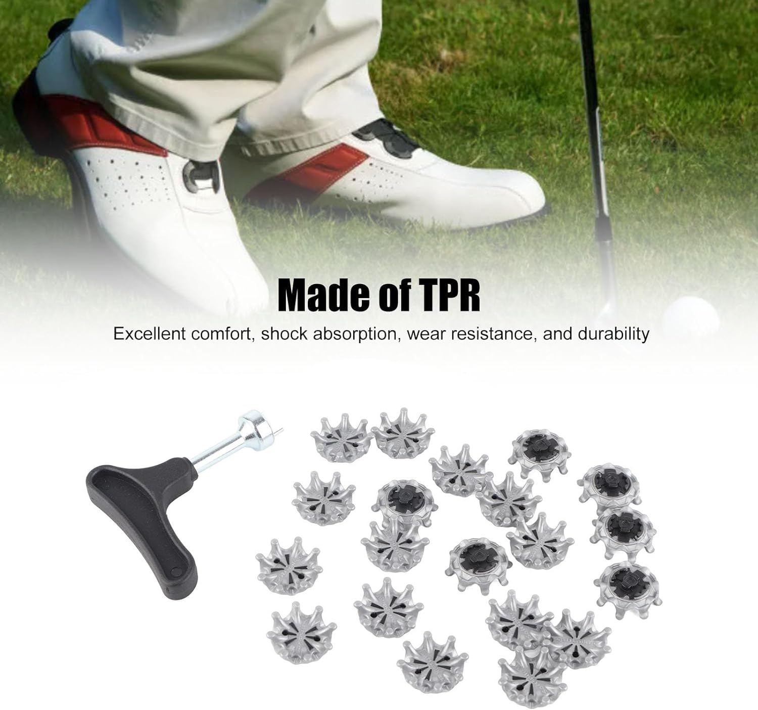 Replacement Golf Shoe Spikes, Durable Golf Shoe Spikes Provide Comfort with Removal Tools for Different Surfaces image number 2