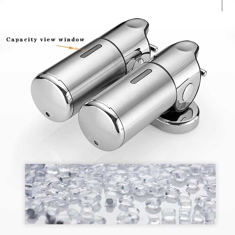 MTSDM Stainless Steel Wall Mounted Bathroom Shower Pump Dispenser, 1000Ml Bathroom Soap Dispenser for Shampoo Conditioner, 2 Chamber Wall-Mounted Shampoo Distributor, Shower Soap Press Pump for Hotel image number 4
