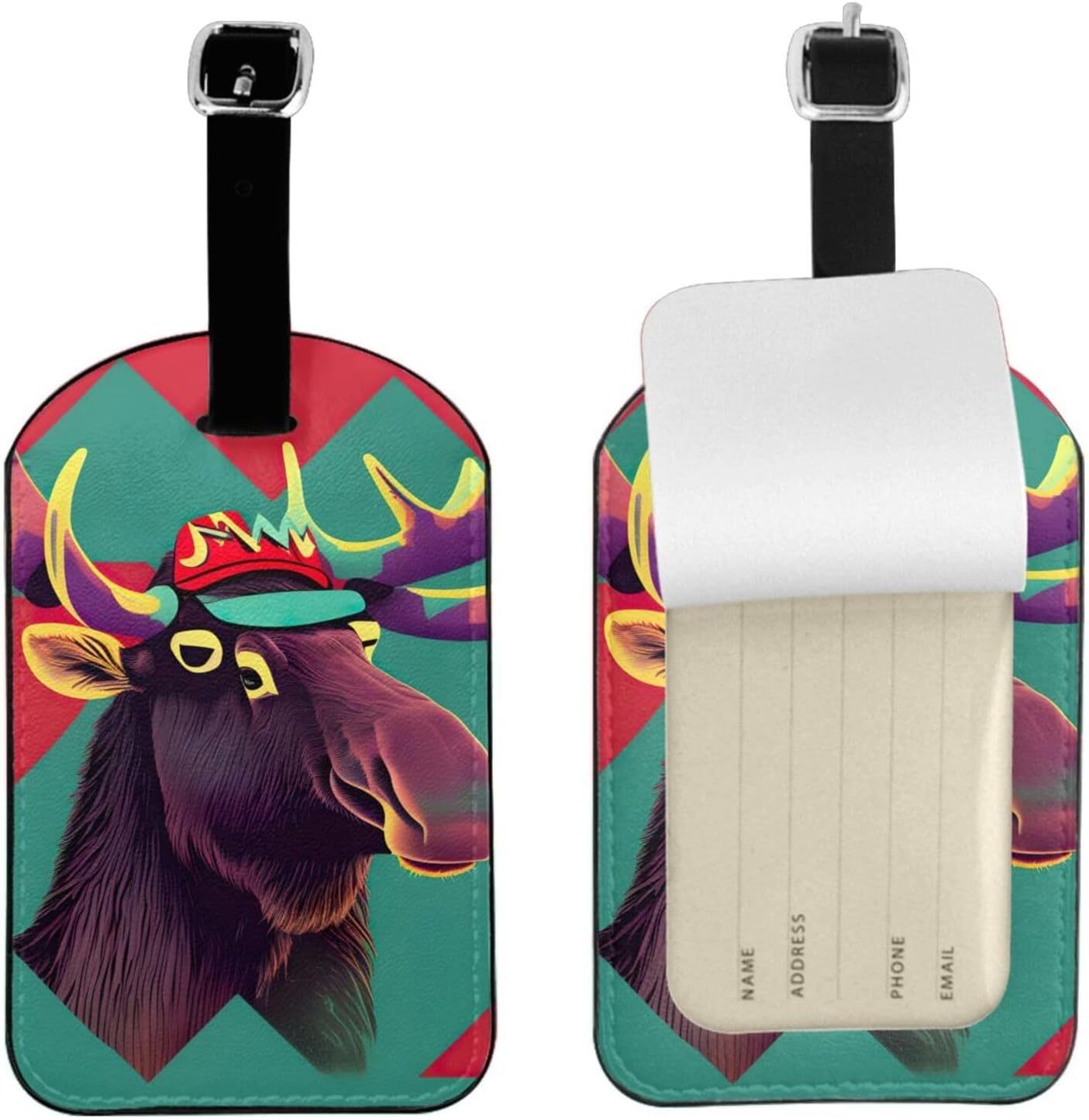 Moose Print Elegant Tag Stylish Tag Luggage Tag 4.3 X 2.76 Inch for Suitcases Travel Bags image number 4
