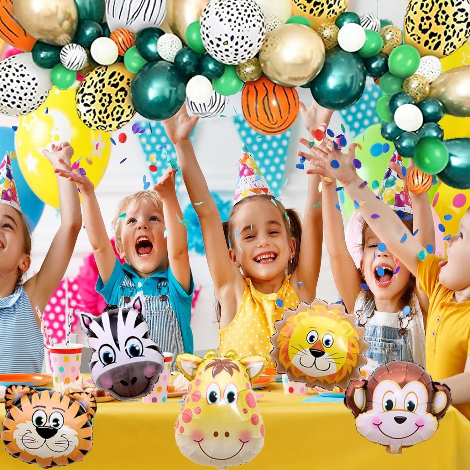 Birthday Decorations,Birthday Balloons for Animal Party Decorations,Balloons Garland Kit Includes Banner, Cake Topper image number 4